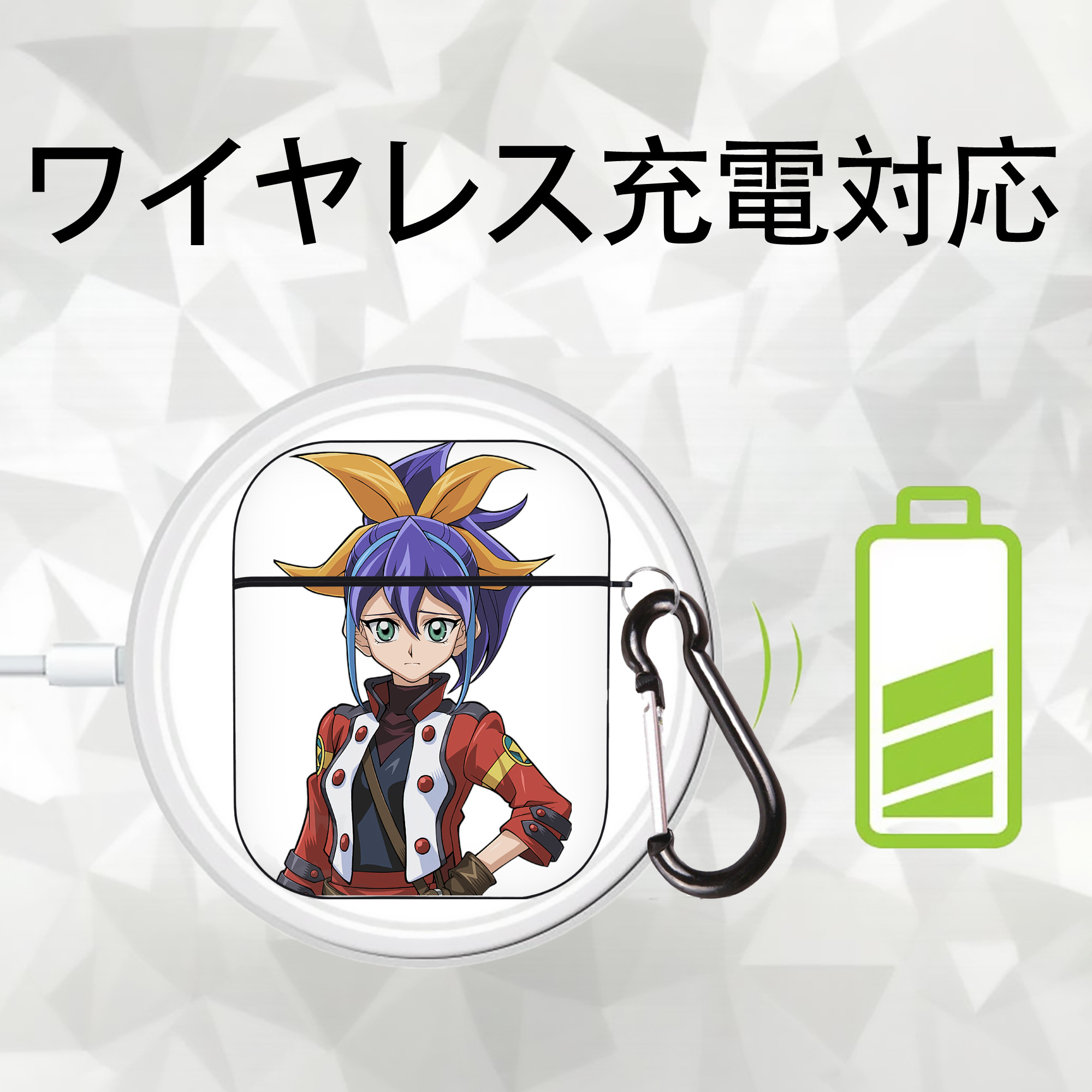 遊☆戯☆王 Yu-Gi-Oh! AirPods 第2世代保護ケース ハードシェル ブラック 耐衝撃・防指紋・カラビナ付き