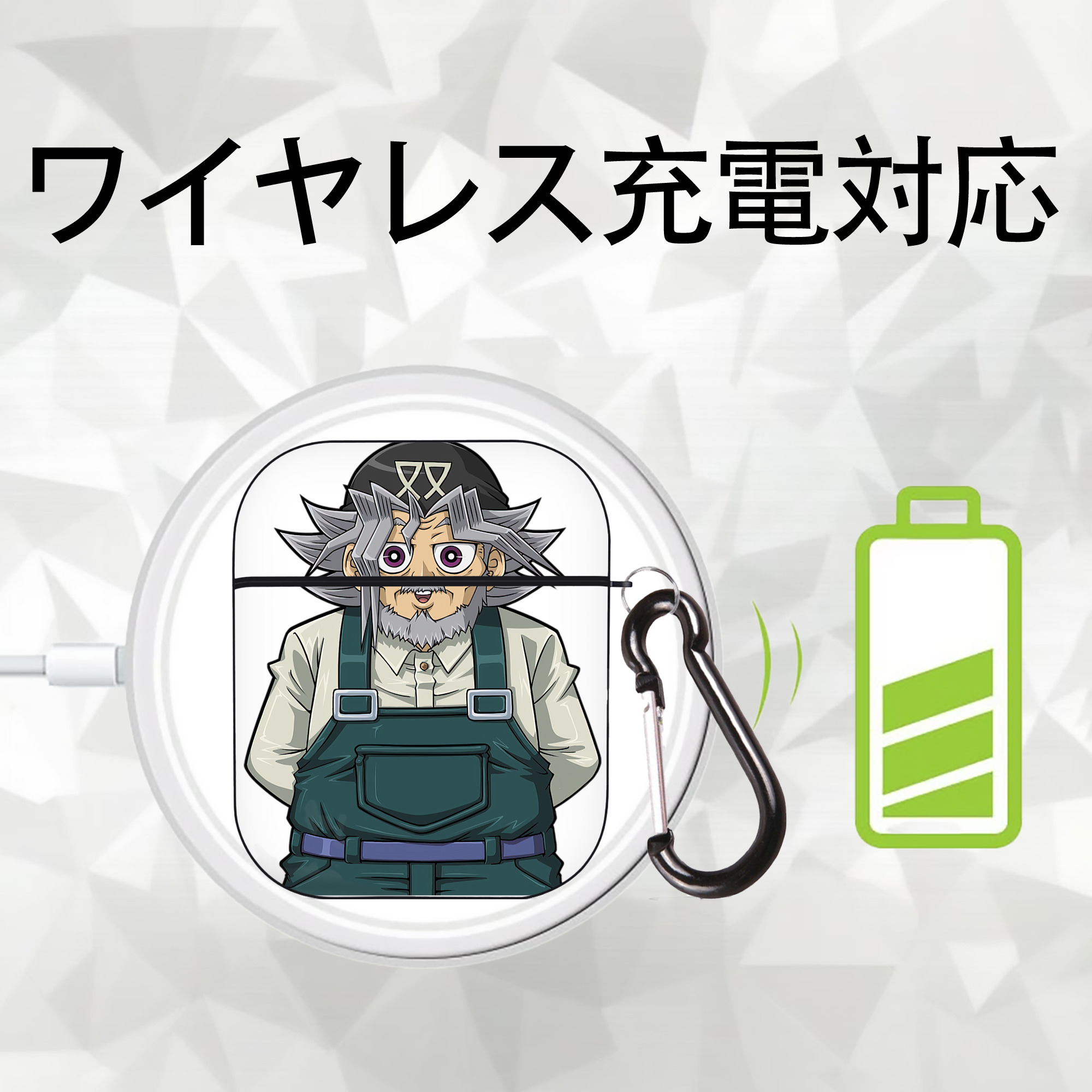 遊☆戯☆王 Yu-Gi-Oh! AirPods 第2世代保護ケース ハードシェル ブラック 耐衝撃・防指紋・カラビナ付き