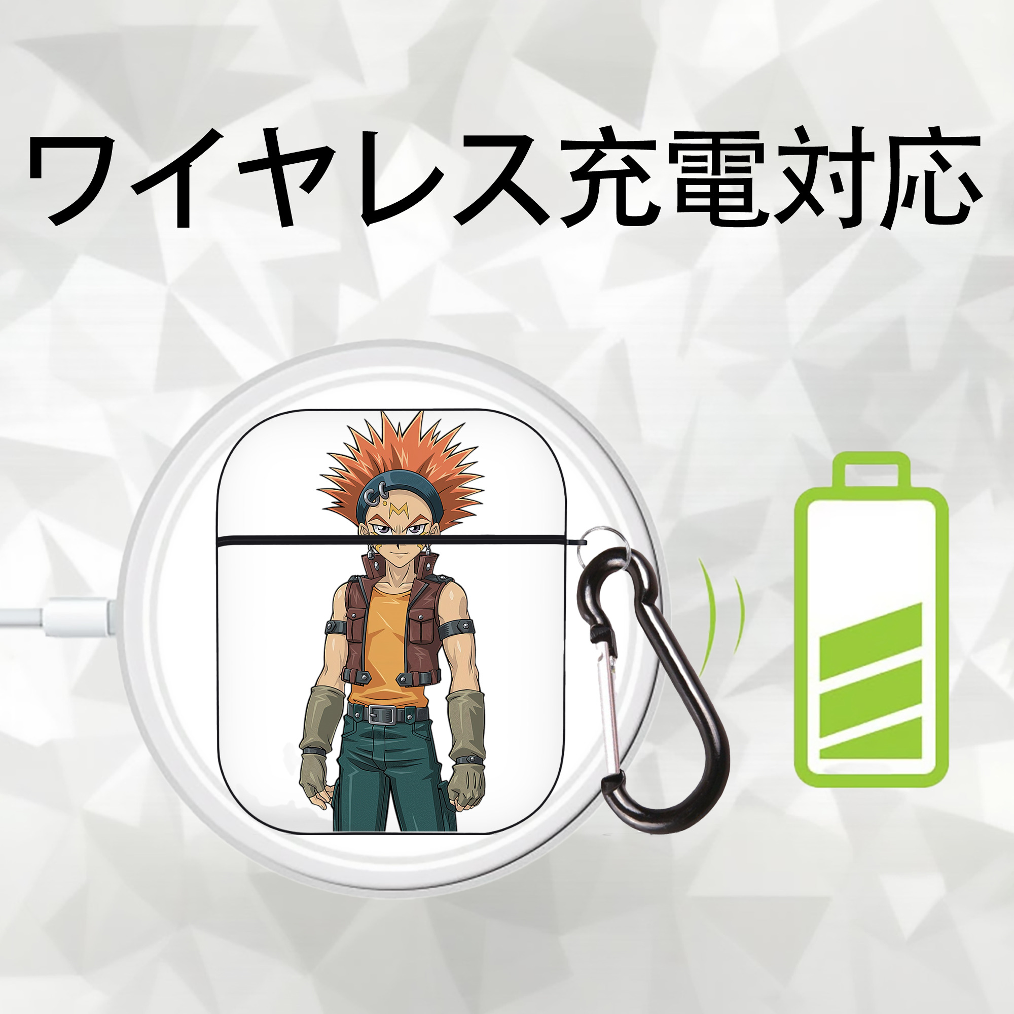 遊☆戯☆王 Yu-Gi-Oh! AirPods 第2世代保護ケース ハードシェル ブラック 耐衝撃・防指紋・カラビナ付き