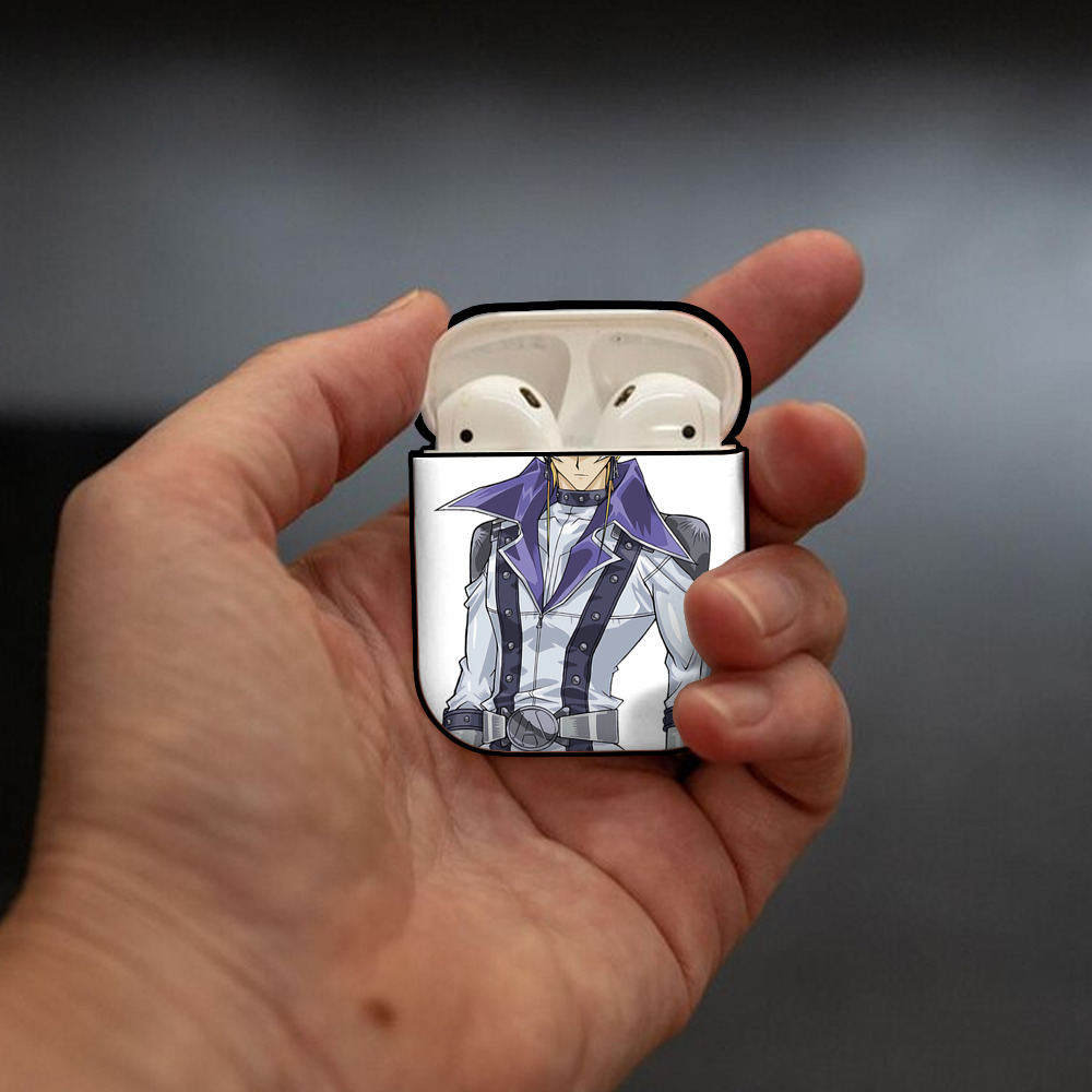 遊☆戯☆王 Yu-Gi-Oh! AirPods 第2世代保護ケース ハードシェル ブラック 耐衝撃・防指紋・カラビナ付き