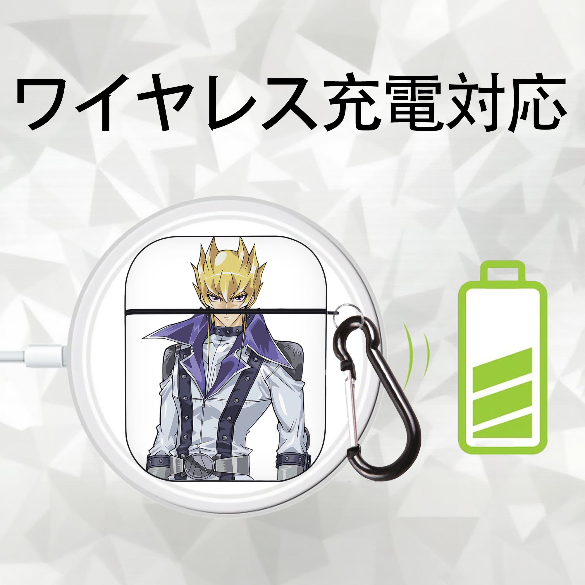 遊☆戯☆王 Yu-Gi-Oh! AirPods 第2世代保護ケース ハードシェル ブラック 耐衝撃・防指紋・カラビナ付き