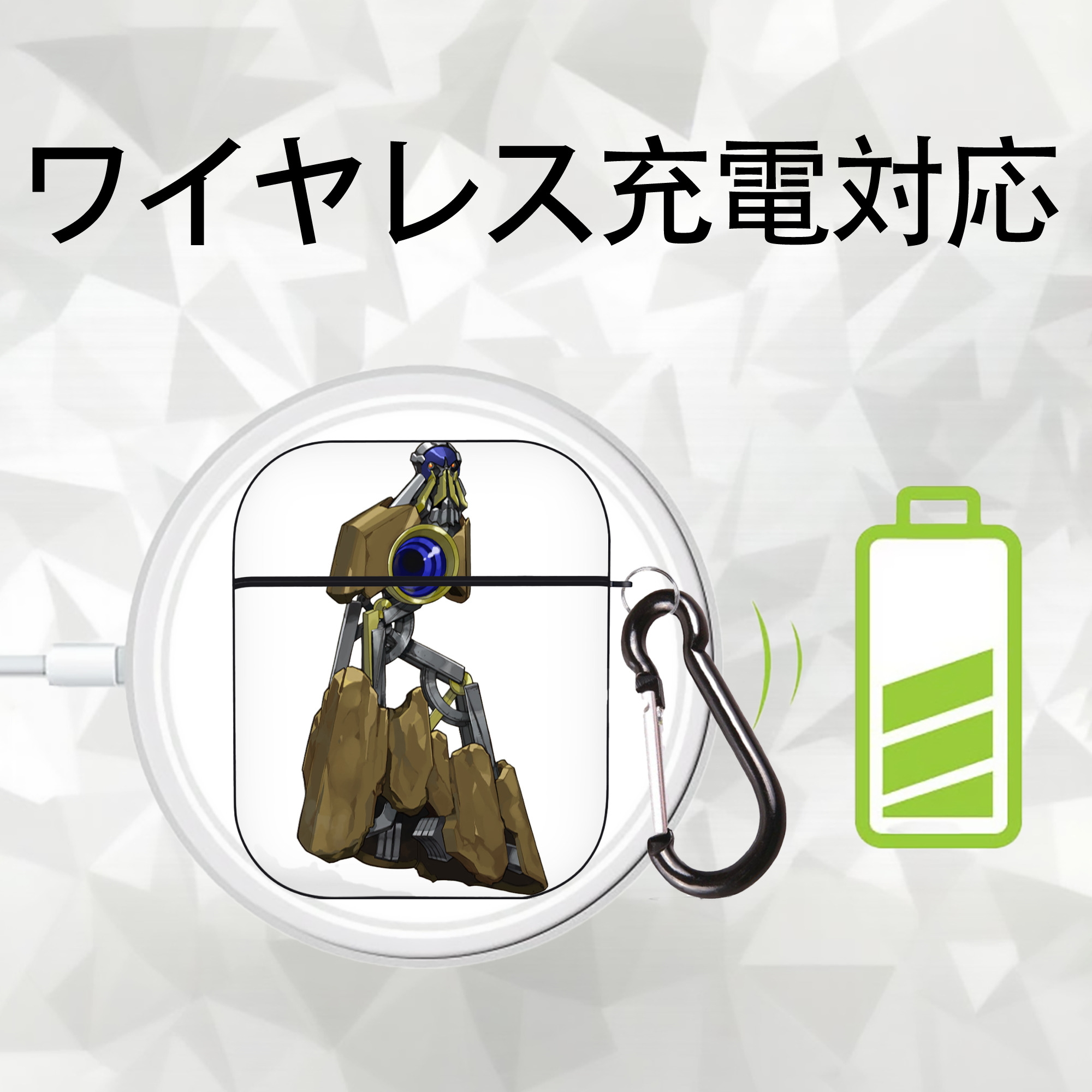 遊☆戯☆王 Yu-Gi-Oh! AirPods 第2世代保護ケース ハードシェル ブラック 耐衝撃・防指紋・カラビナ付き