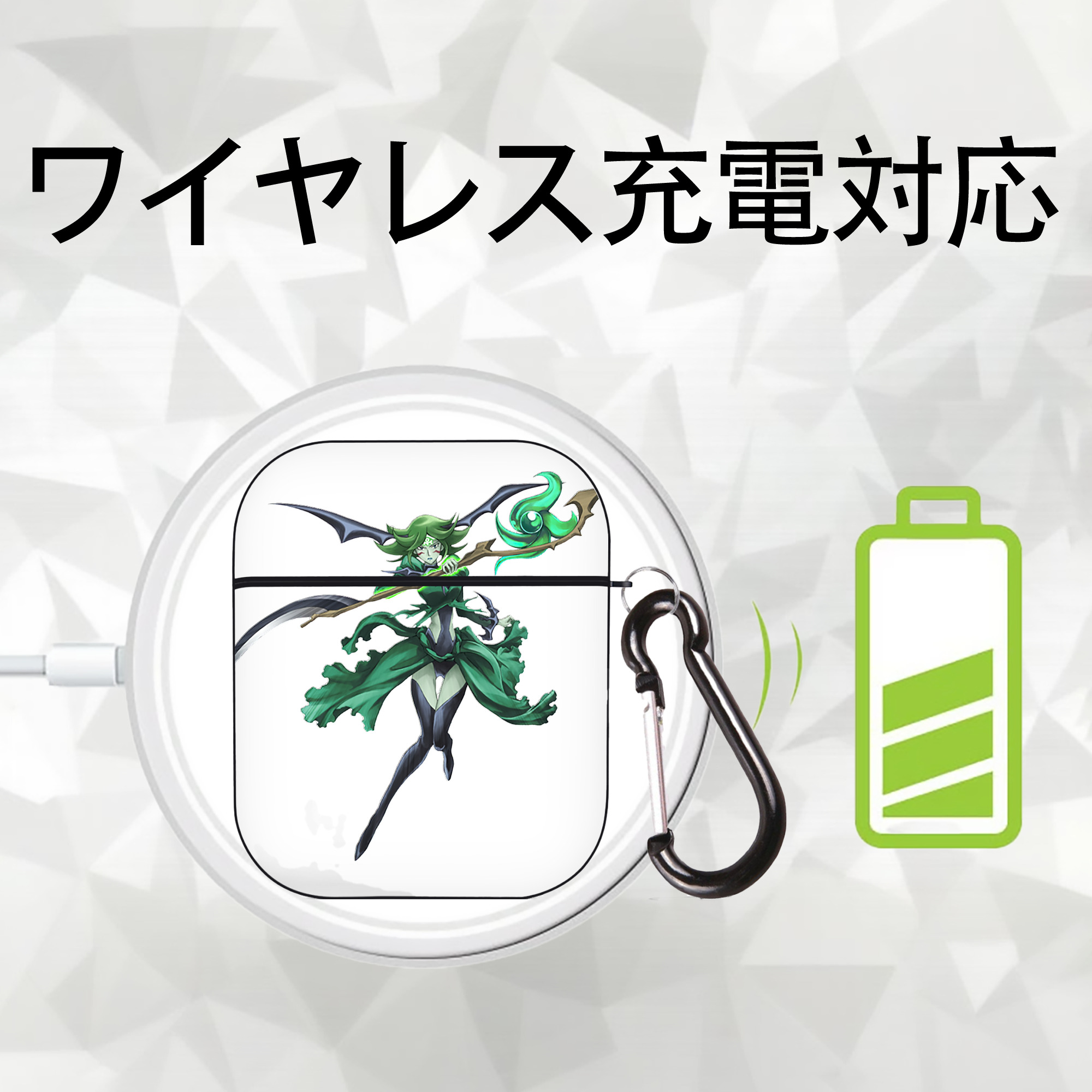 遊☆戯☆王 Yu-Gi-Oh! AirPods 第2世代保護ケース ハードシェル ブラック 耐衝撃・防指紋・カラビナ付き