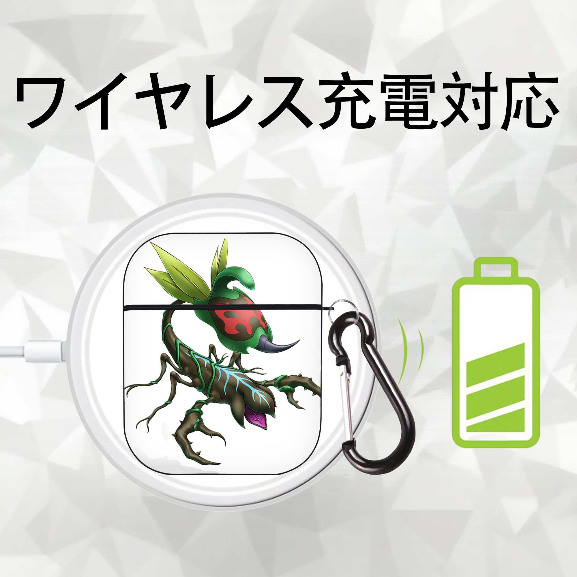 遊☆戯☆王 Yu-Gi-Oh! AirPods 第2世代保護ケース ハードシェル ブラック 耐衝撃・防指紋・カラビナ付き