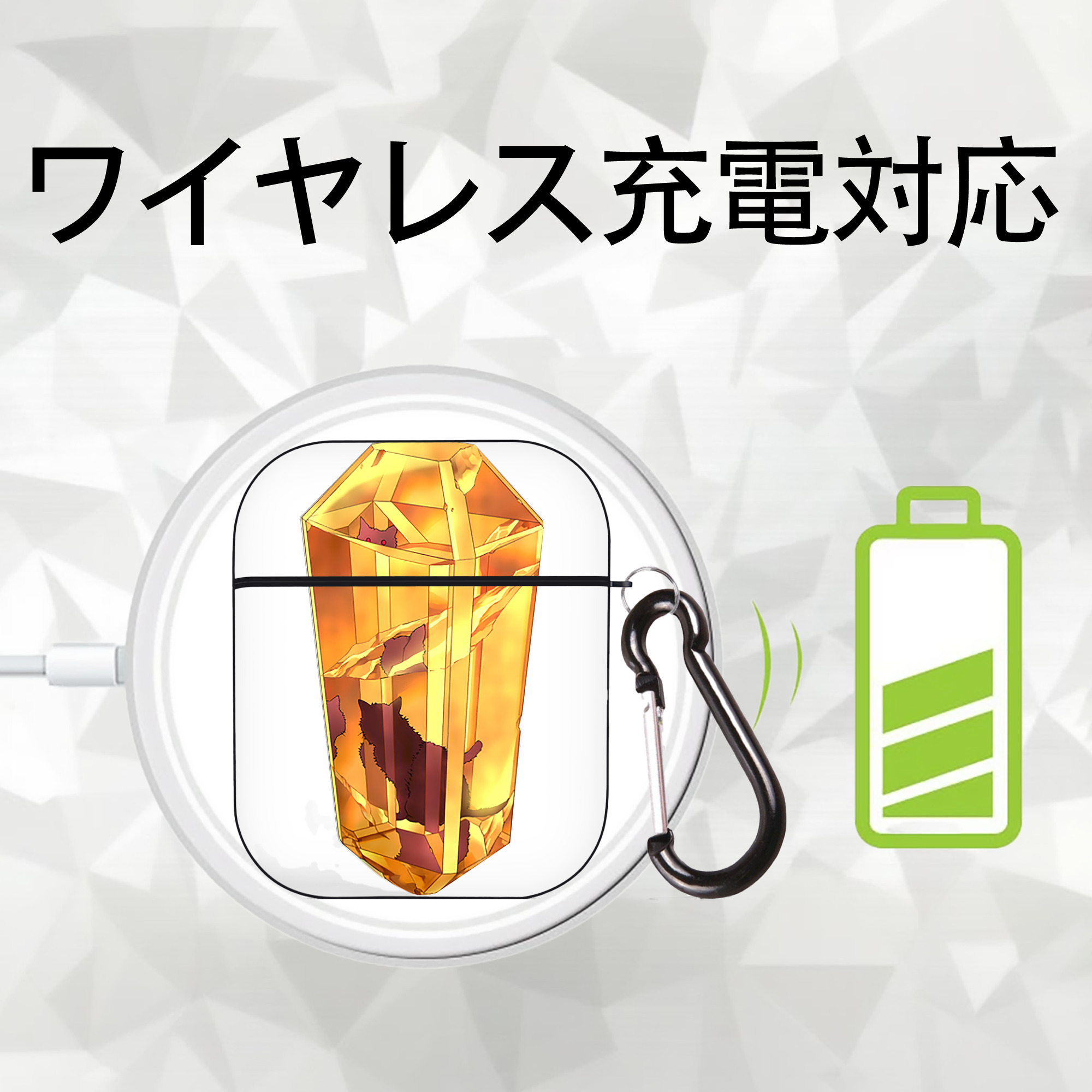 遊☆戯☆王 Yu-Gi-Oh! AirPods 第2世代保護ケース ハードシェル ブラック 耐衝撃・防指紋・カラビナ付き