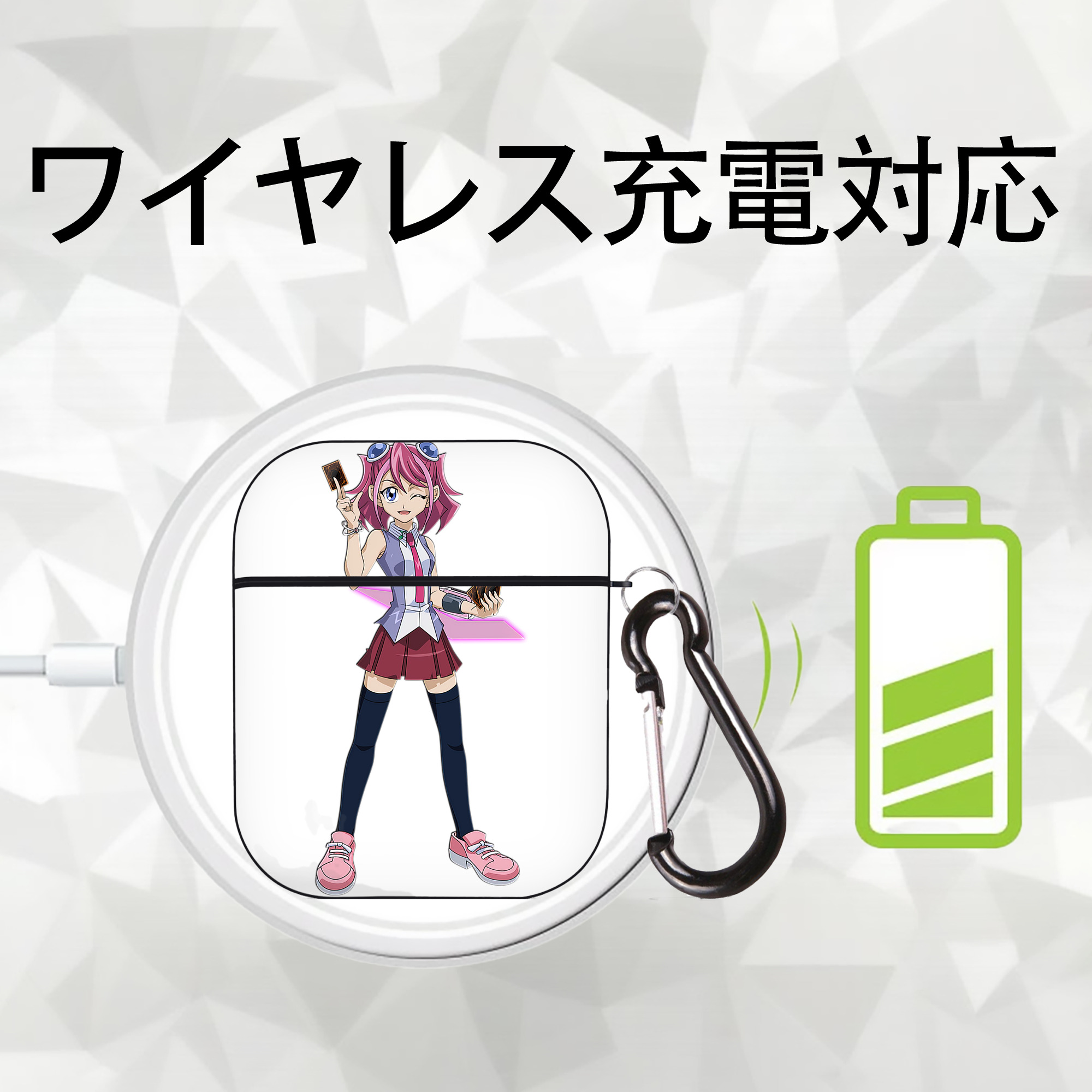 遊☆戯☆王 Yu-Gi-Oh! AirPods 第2世代保護ケース ハードシェル ブラック 耐衝撃・防指紋・カラビナ付き