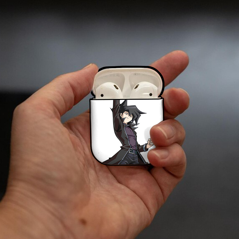 遊☆戯☆王 Yu-Gi-Oh! AirPods 第2世代保護ケース ハードシェル ブラック 耐衝撃・防指紋・カラビナ付き