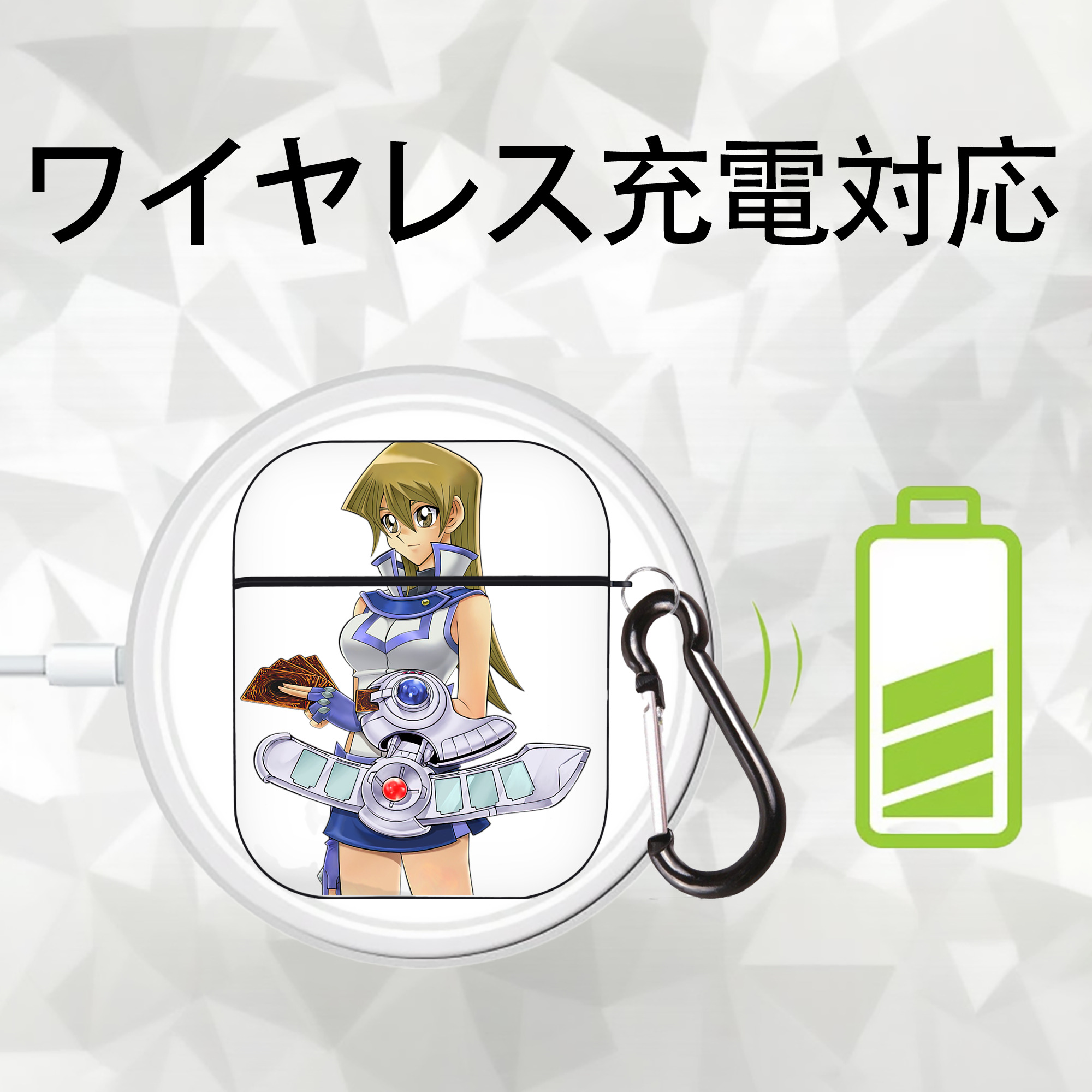 遊☆戯☆王 Yu-Gi-Oh! AirPods 第2世代保護ケース ハードシェル ブラック 耐衝撃・防指紋・カラビナ付き