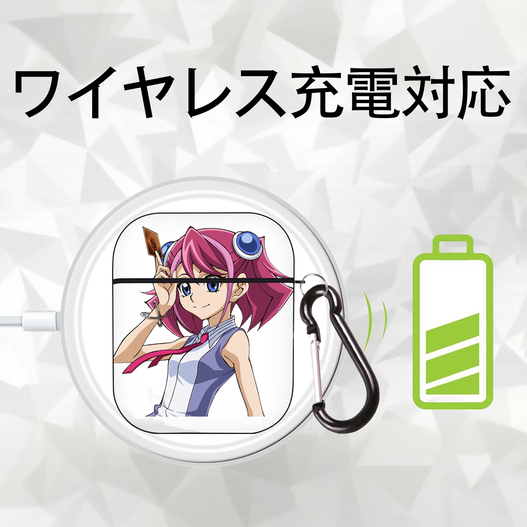 遊☆戯☆王 Yu-Gi-Oh! AirPods 第2世代保護ケース ハードシェル ブラック 耐衝撃・防指紋・カラビナ付き