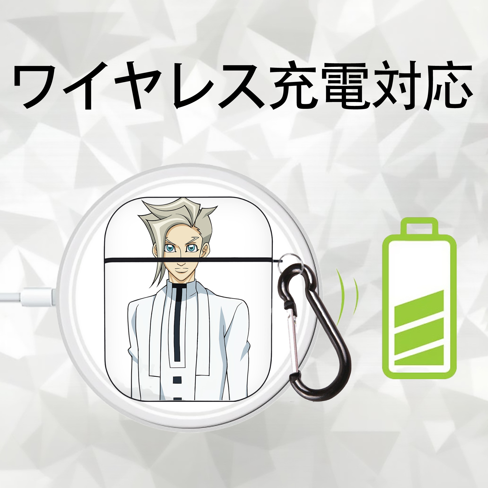 遊☆戯☆王 Yu-Gi-Oh! AirPods 第2世代保護ケース ハードシェル ブラック 耐衝撃・防指紋・カラビナ付き
