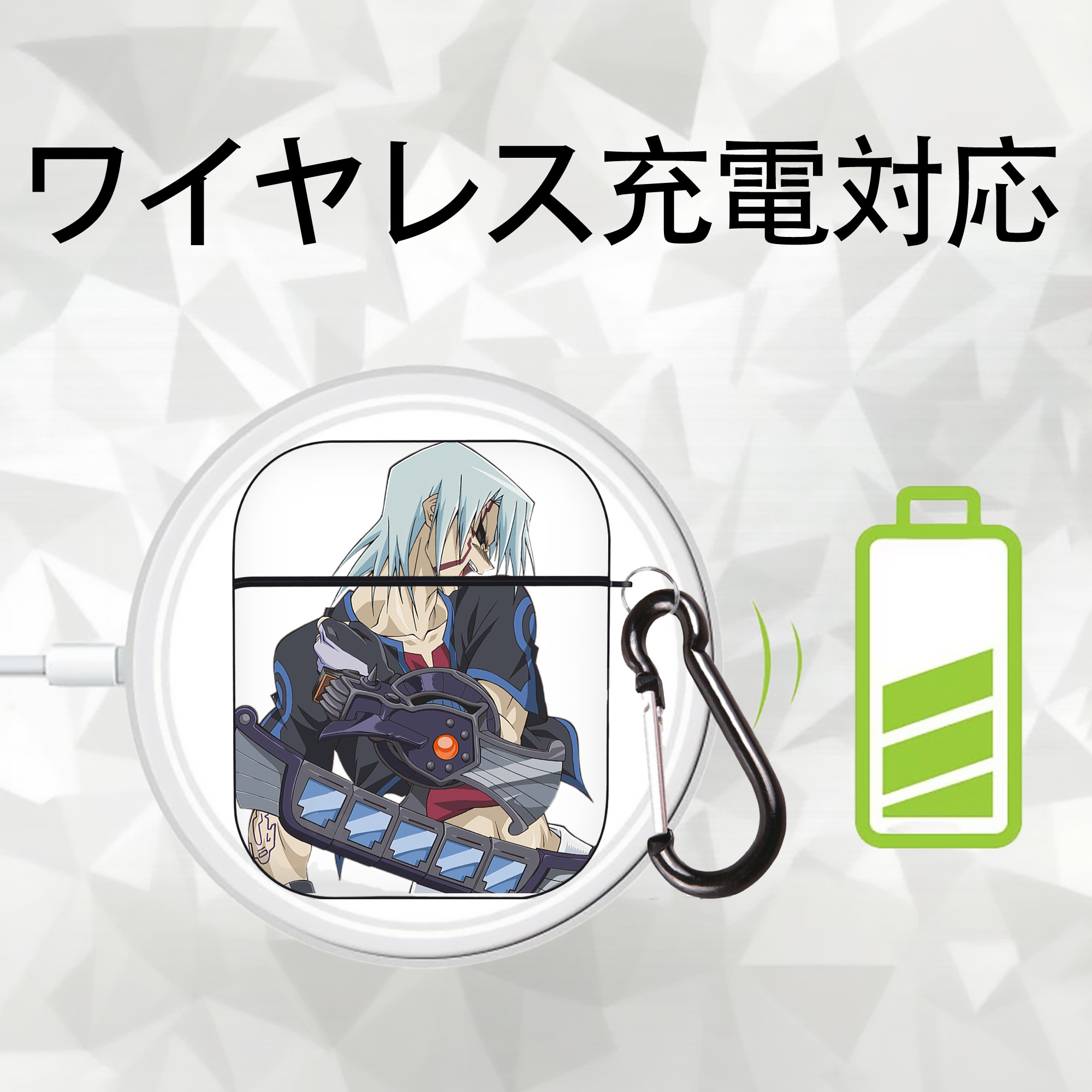 遊☆戯☆王 Yu-Gi-Oh! AirPods 第2世代保護ケース ハードシェル ブラック 耐衝撃・防指紋・カラビナ付き