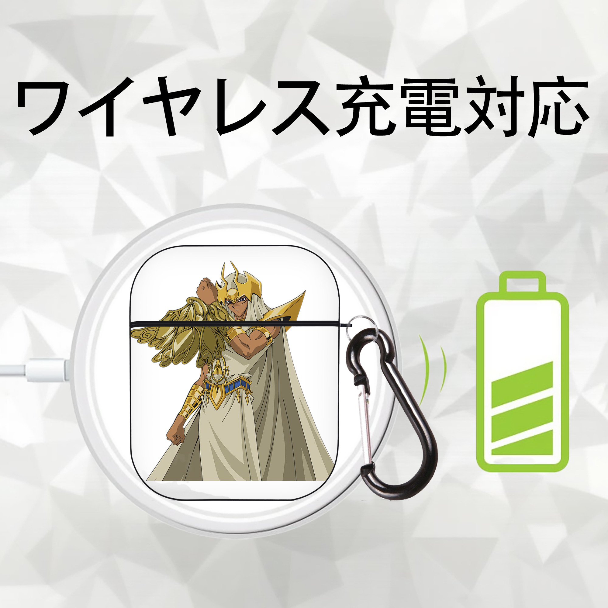 遊☆戯☆王 Yu-Gi-Oh! AirPods 第2世代保護ケース ハードシェル ブラック 耐衝撃・防指紋・カラビナ付き