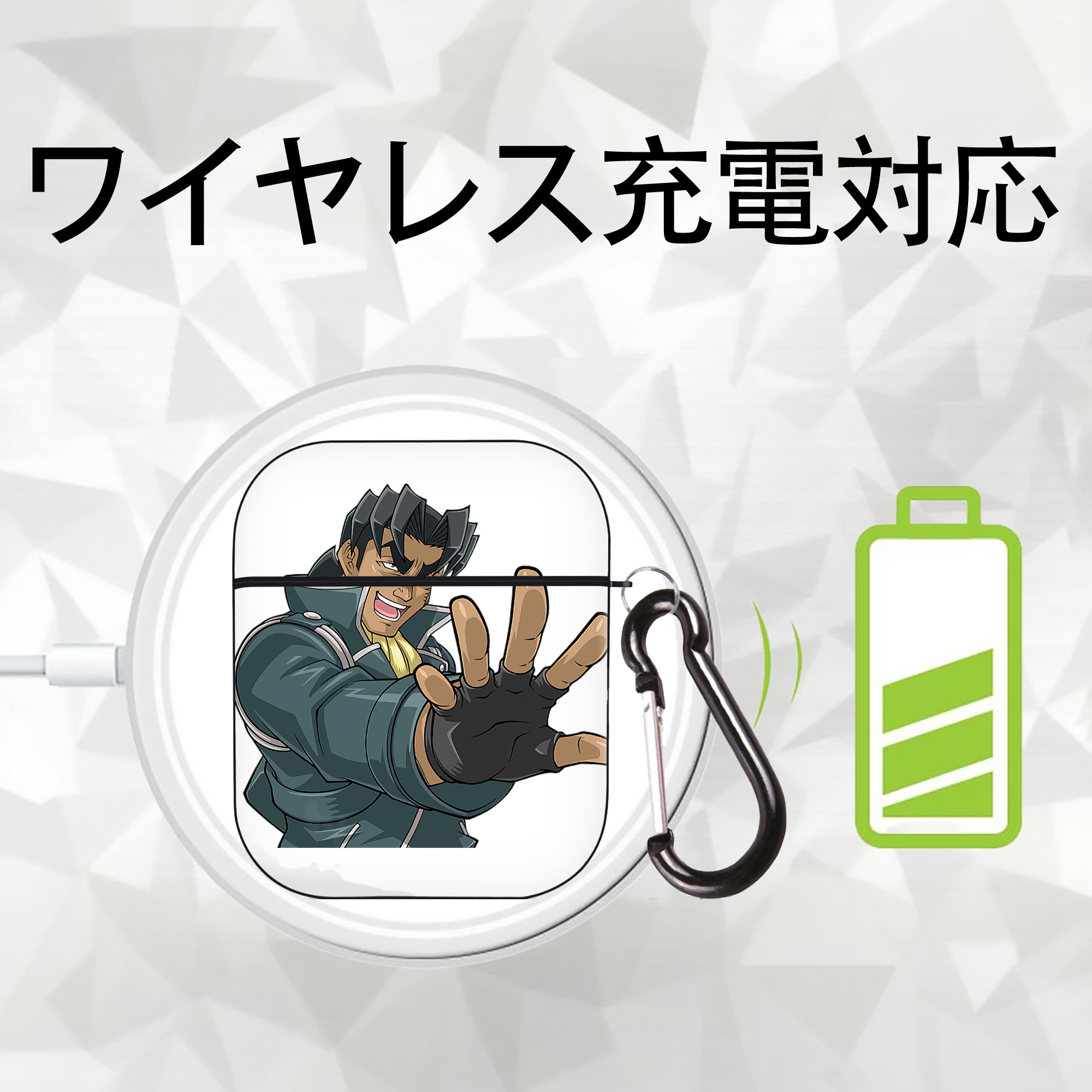 遊☆戯☆王 Yu-Gi-Oh! AirPods 第2世代保護ケース ハードシェル ブラック 耐衝撃・防指紋・カラビナ付き