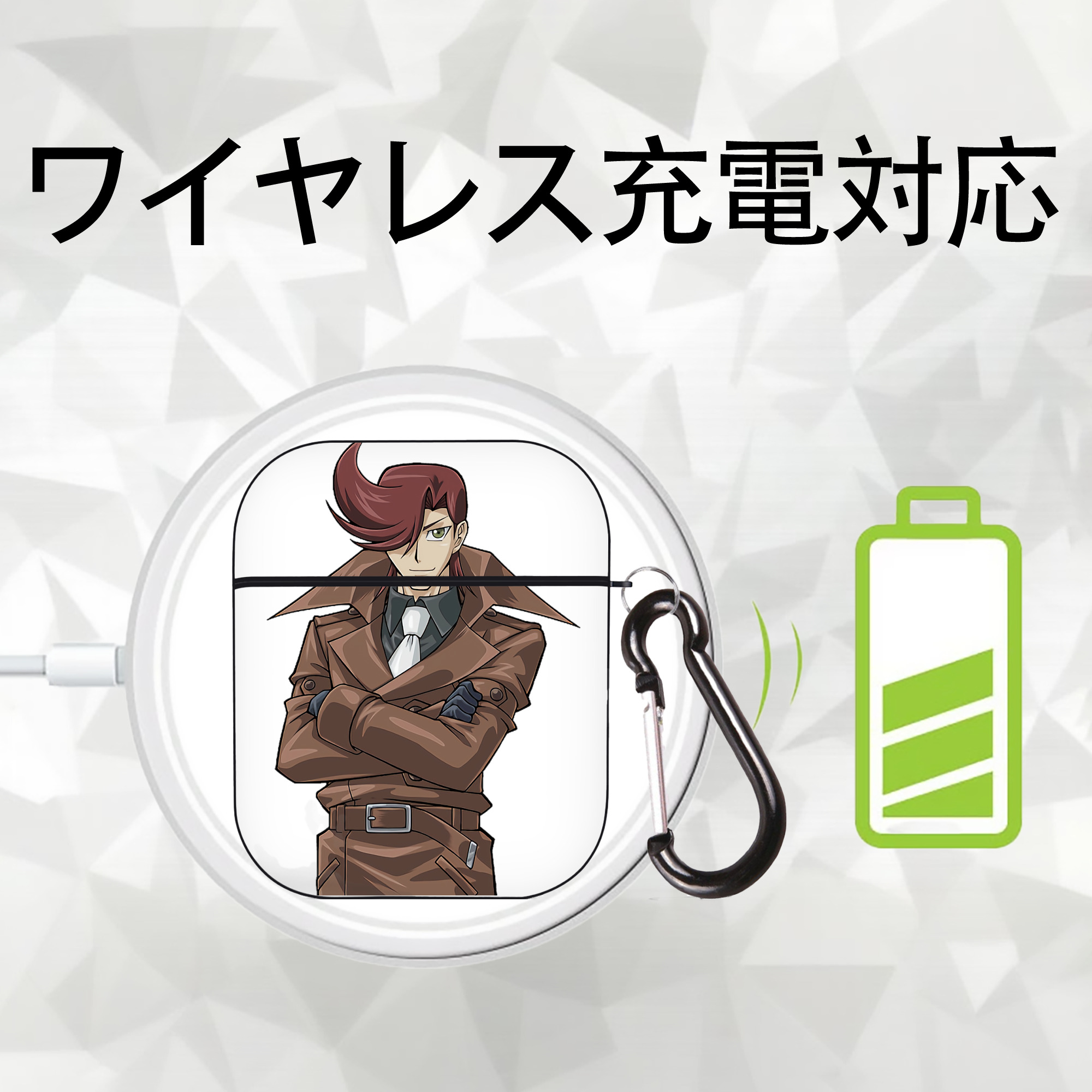 遊☆戯☆王 Yu-Gi-Oh! AirPods 第2世代保護ケース ハードシェル ブラック 耐衝撃・防指紋・カラビナ付き
