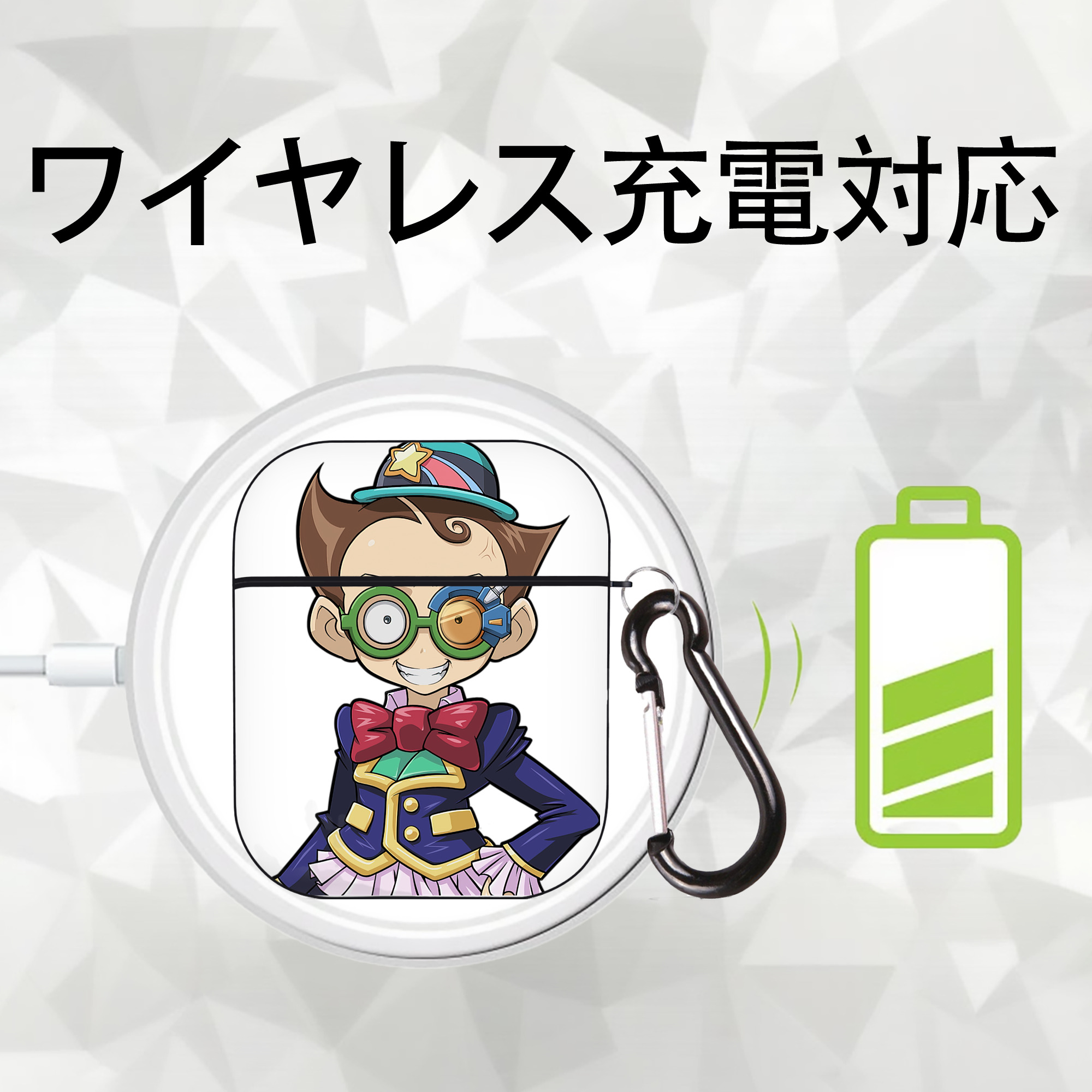 遊☆戯☆王 Yu-Gi-Oh! AirPods 第2世代保護ケース ハードシェル ブラック 耐衝撃・防指紋・カラビナ付き