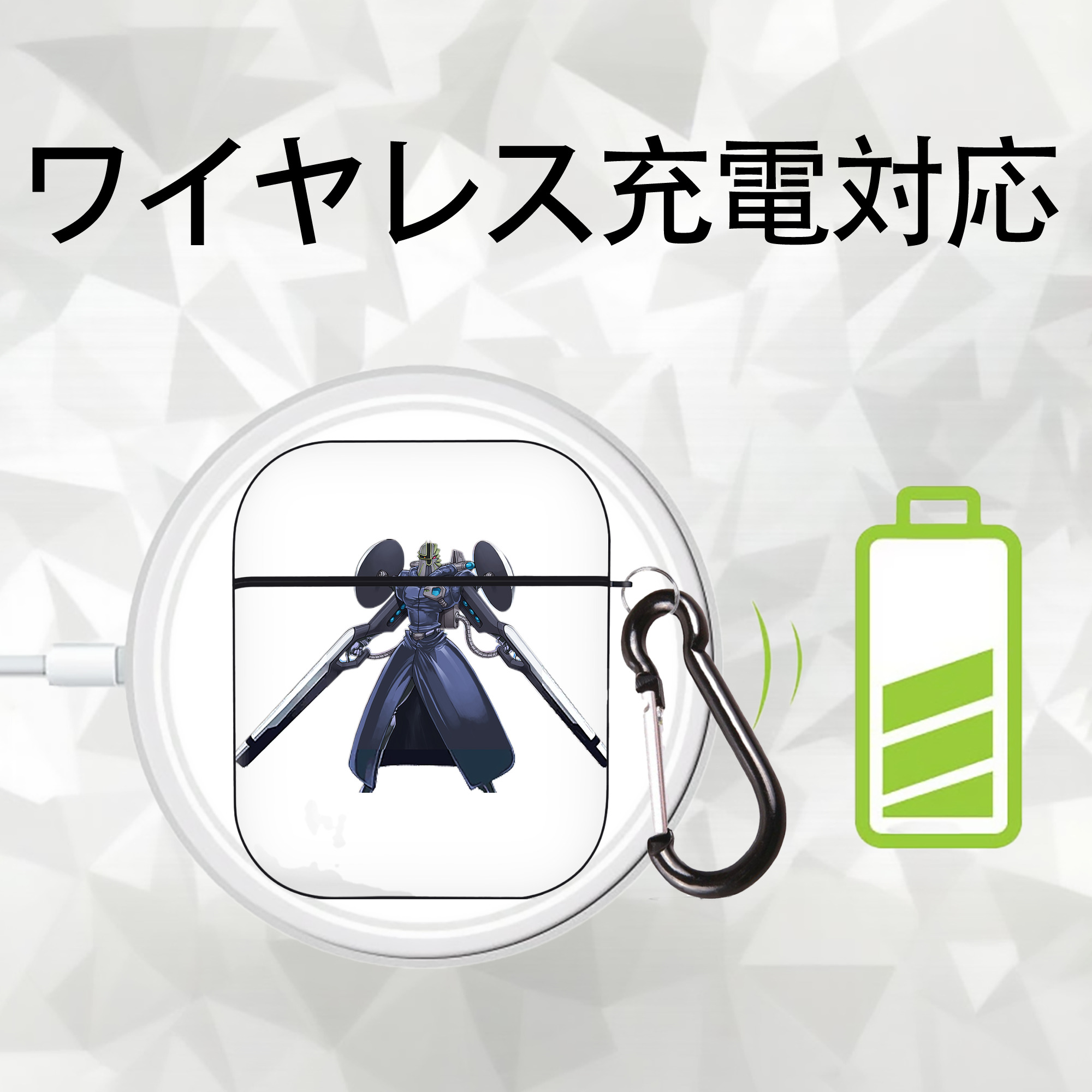 遊☆戯☆王 Yu-Gi-Oh! AirPods 第2世代保護ケース ハードシェル ブラック 耐衝撃・防指紋・カラビナ付き