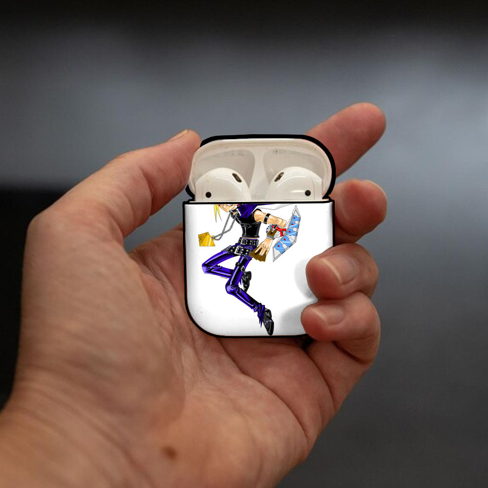 遊☆戯☆王 Yu-Gi-Oh! AirPods 第2世代保護ケース ハードシェル ブラック 耐衝撃・防指紋・カラビナ付き