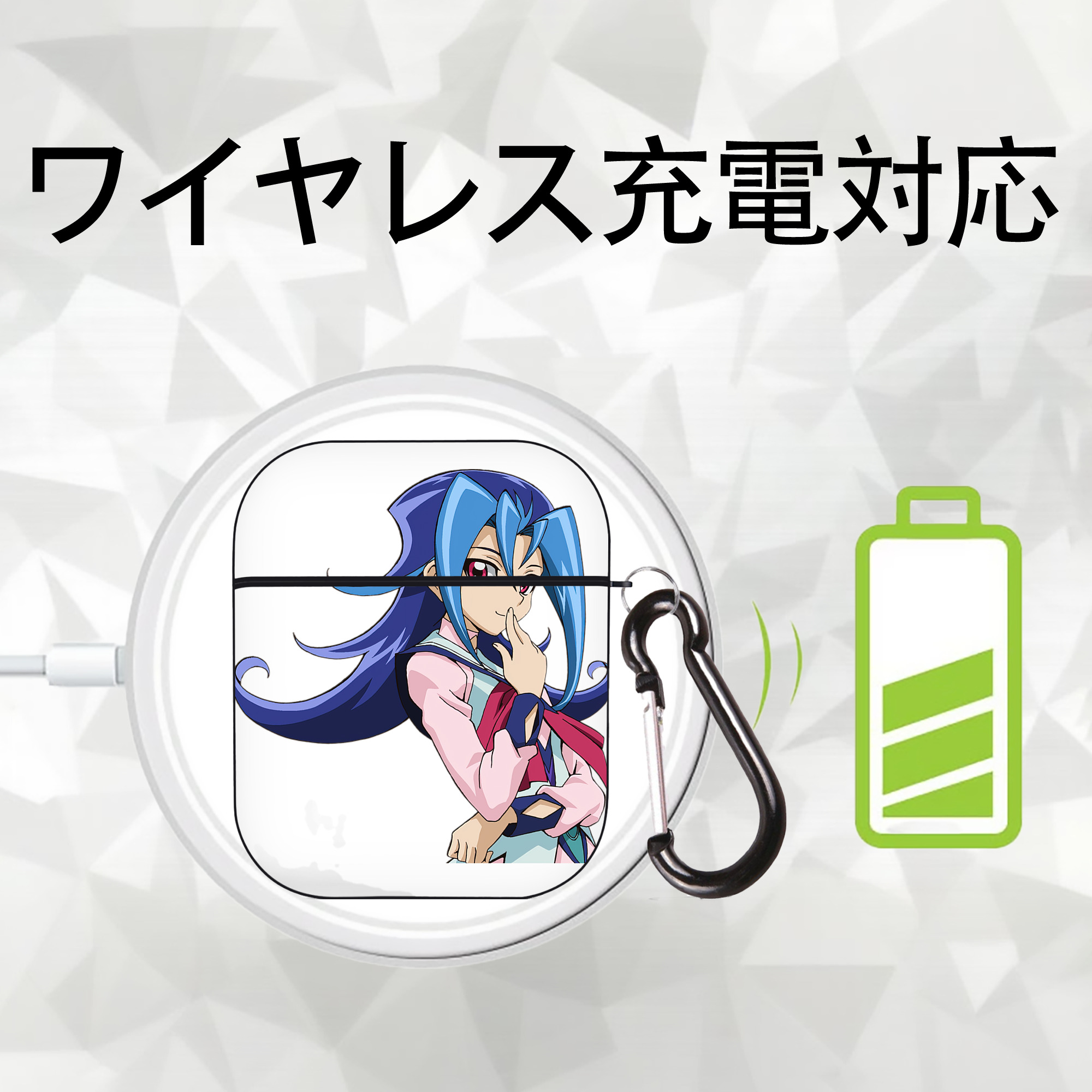 遊☆戯☆王 Yu-Gi-Oh! AirPods 第2世代保護ケース ハードシェル ブラック 耐衝撃・防指紋・カラビナ付き
