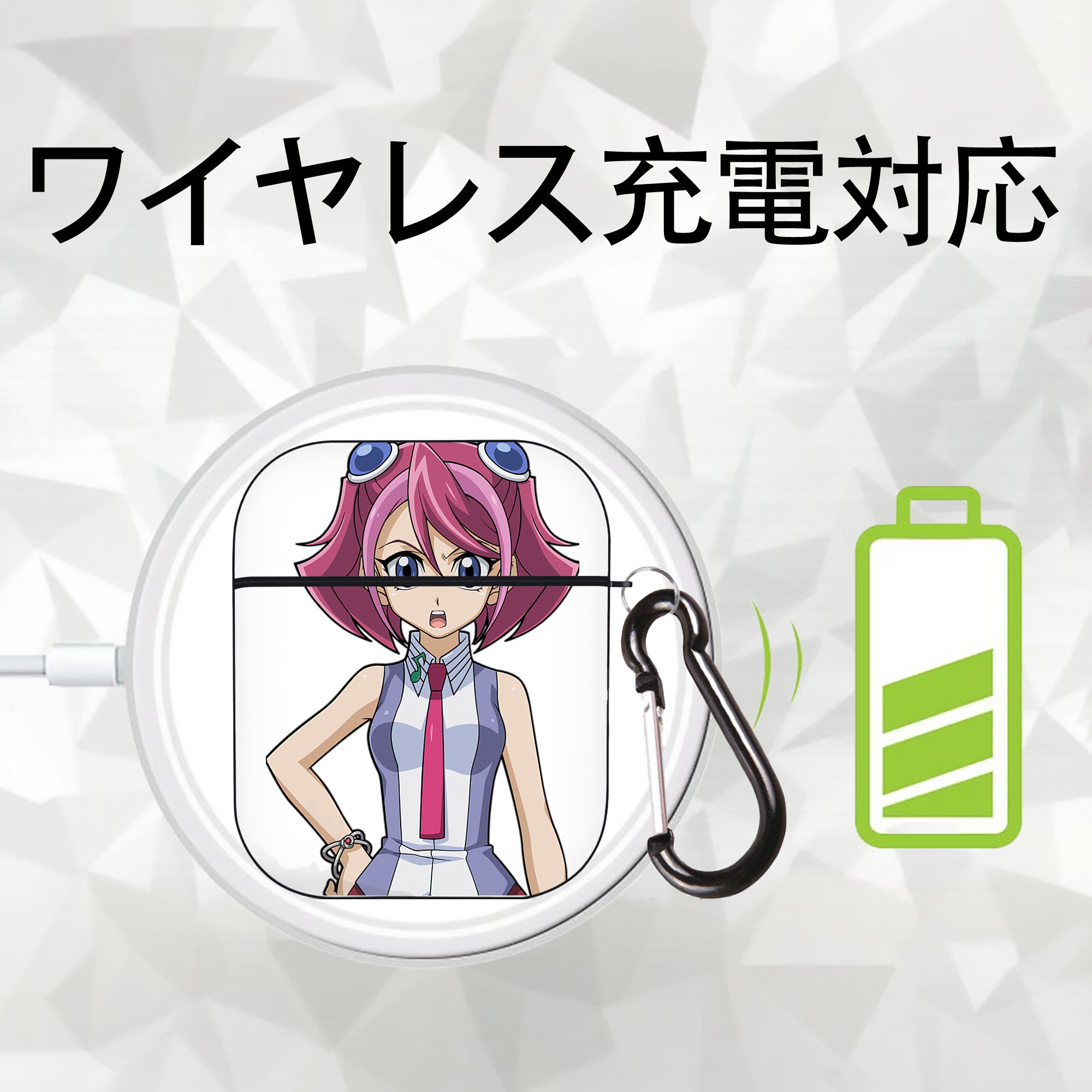 遊☆戯☆王 Yu-Gi-Oh! AirPods 第2世代保護ケース ハードシェル ブラック 耐衝撃・防指紋・カラビナ付き