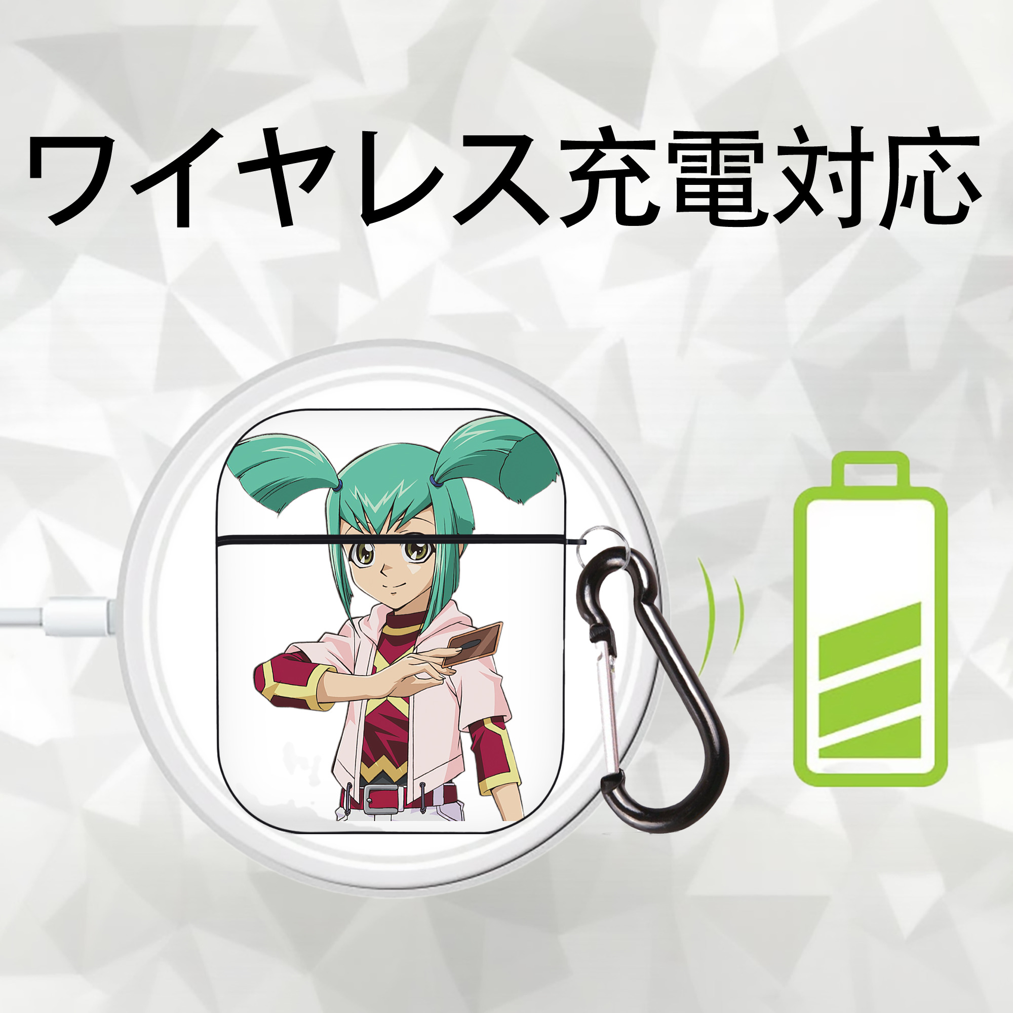 遊☆戯☆王 Yu-Gi-Oh! AirPods 第2世代保護ケース ハードシェル ブラック 耐衝撃・防指紋・カラビナ付き