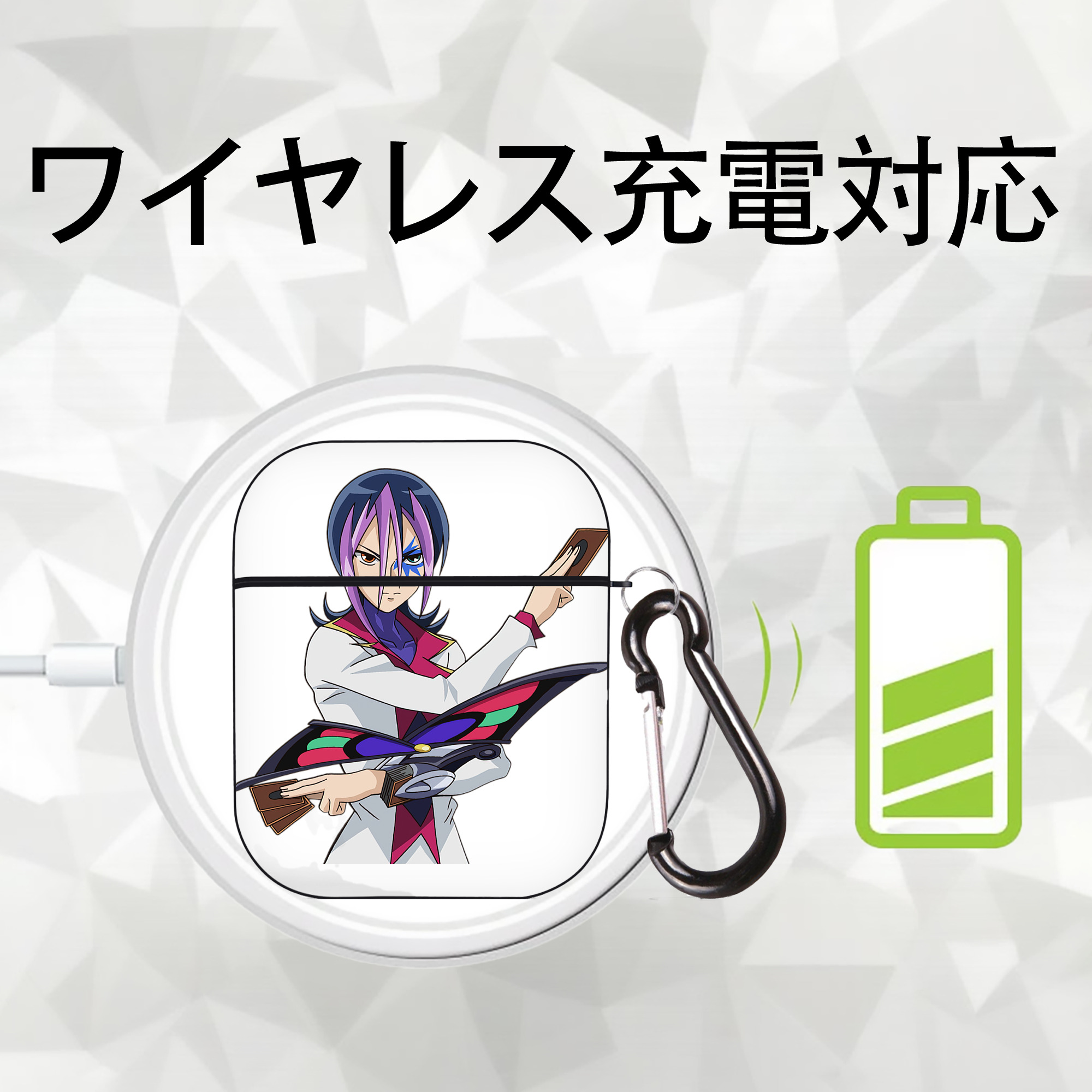 遊☆戯☆王 Yu-Gi-Oh! AirPods 第2世代保護ケース ハードシェル ブラック 耐衝撃・防指紋・カラビナ付き