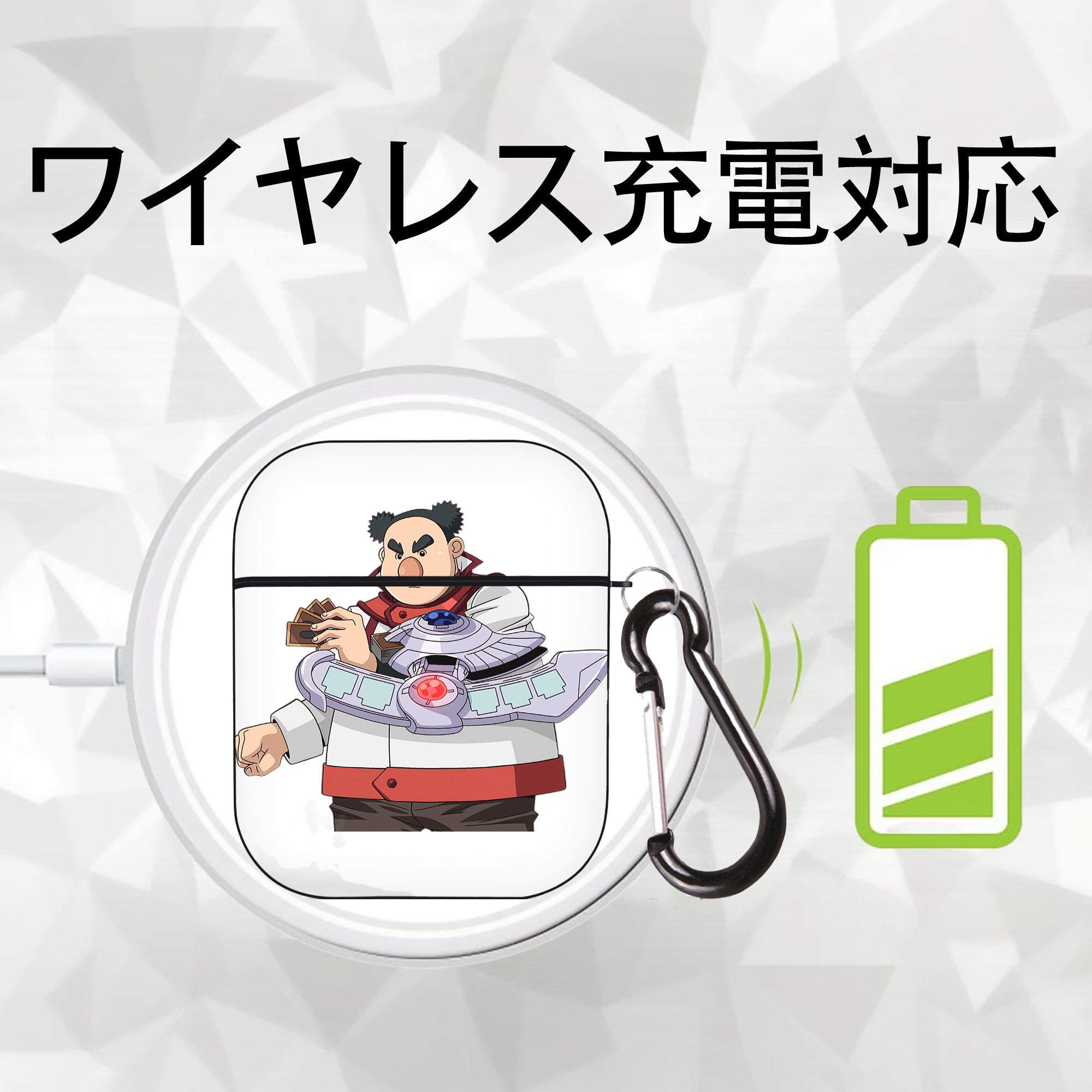 遊☆戯☆王 Yu-Gi-Oh! AirPods 第2世代保護ケース ハードシェル ブラック 耐衝撃・防指紋・カラビナ付き