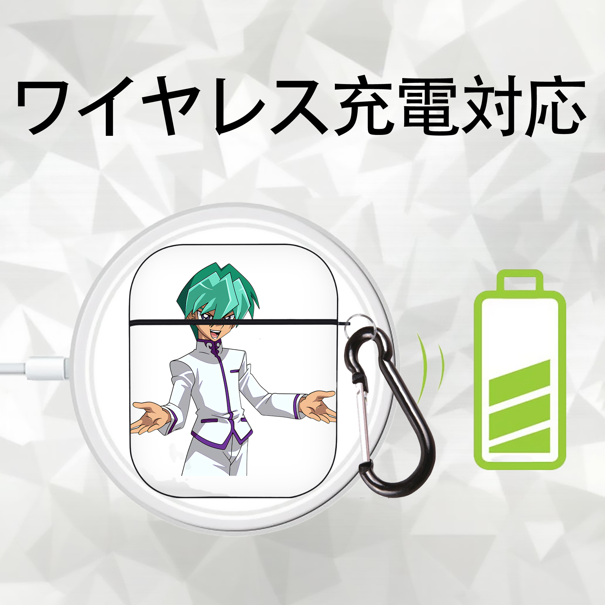 遊☆戯☆王 Yu-Gi-Oh! AirPods 第2世代保護ケース ハードシェル ブラック 耐衝撃・防指紋・カラビナ付き