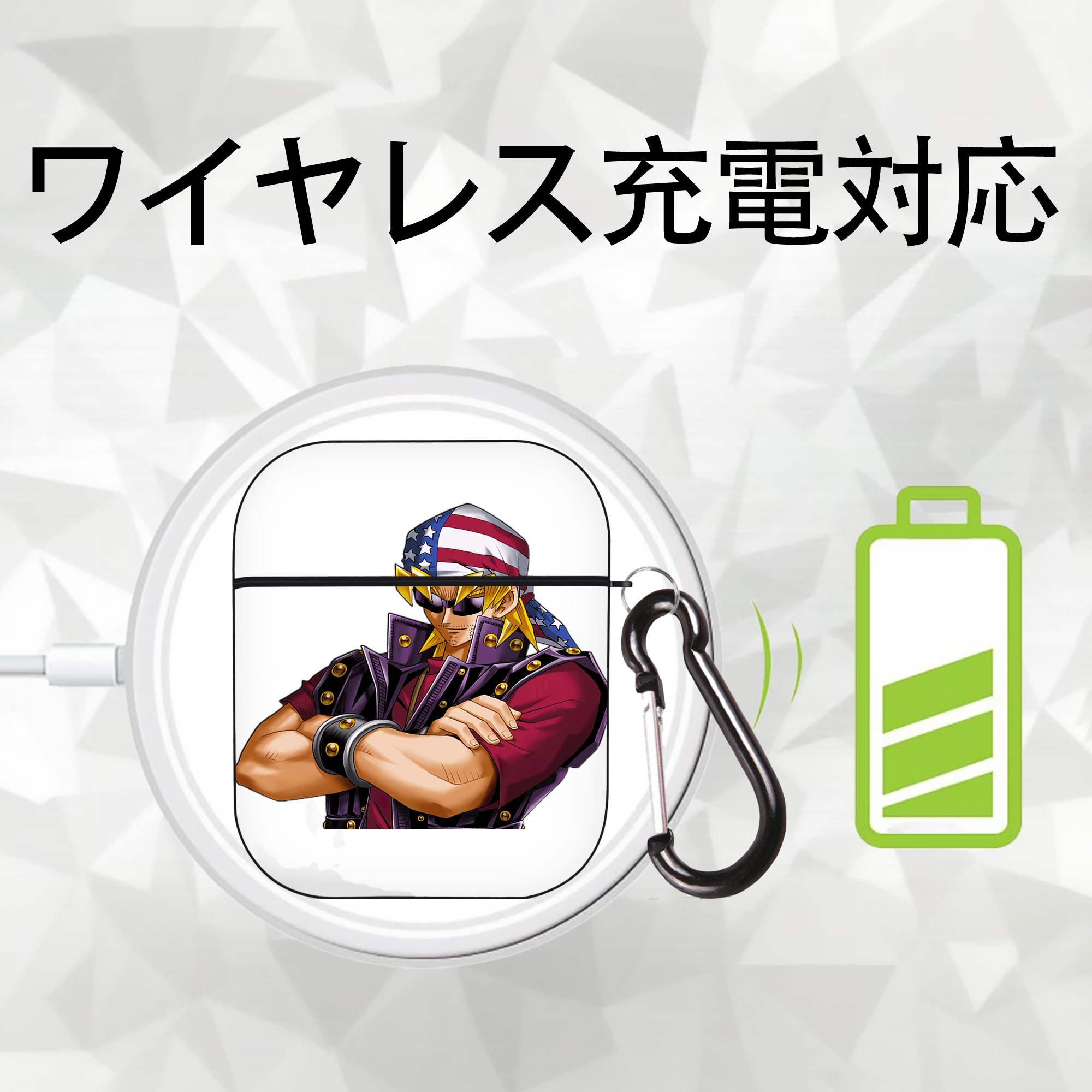 遊☆戯☆王 Yu-Gi-Oh! AirPods 第2世代保護ケース ハードシェル ブラック 耐衝撃・防指紋・カラビナ付き