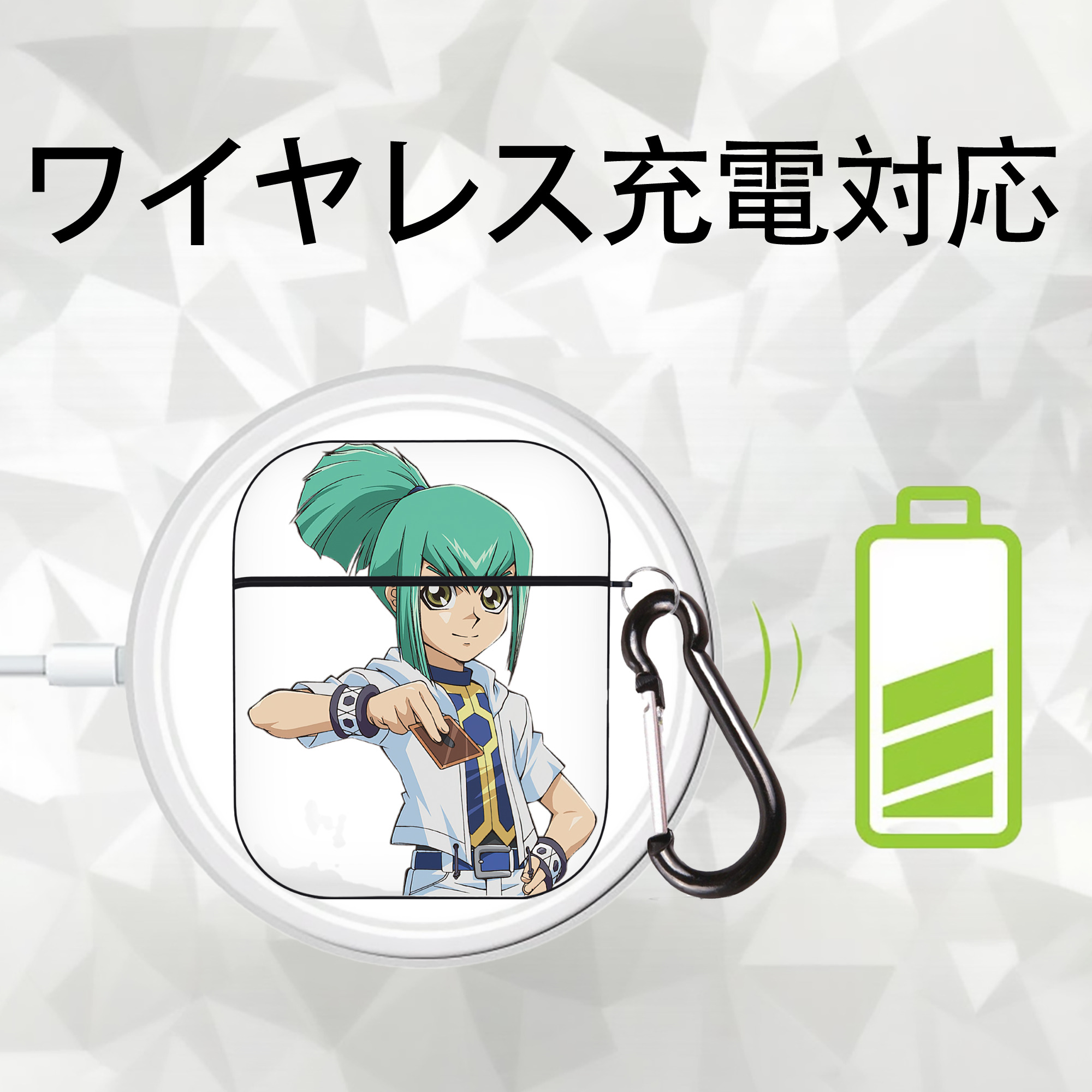 遊☆戯☆王 Yu-Gi-Oh! AirPods 第2世代保護ケース ハードシェル ブラック 耐衝撃・防指紋・カラビナ付き