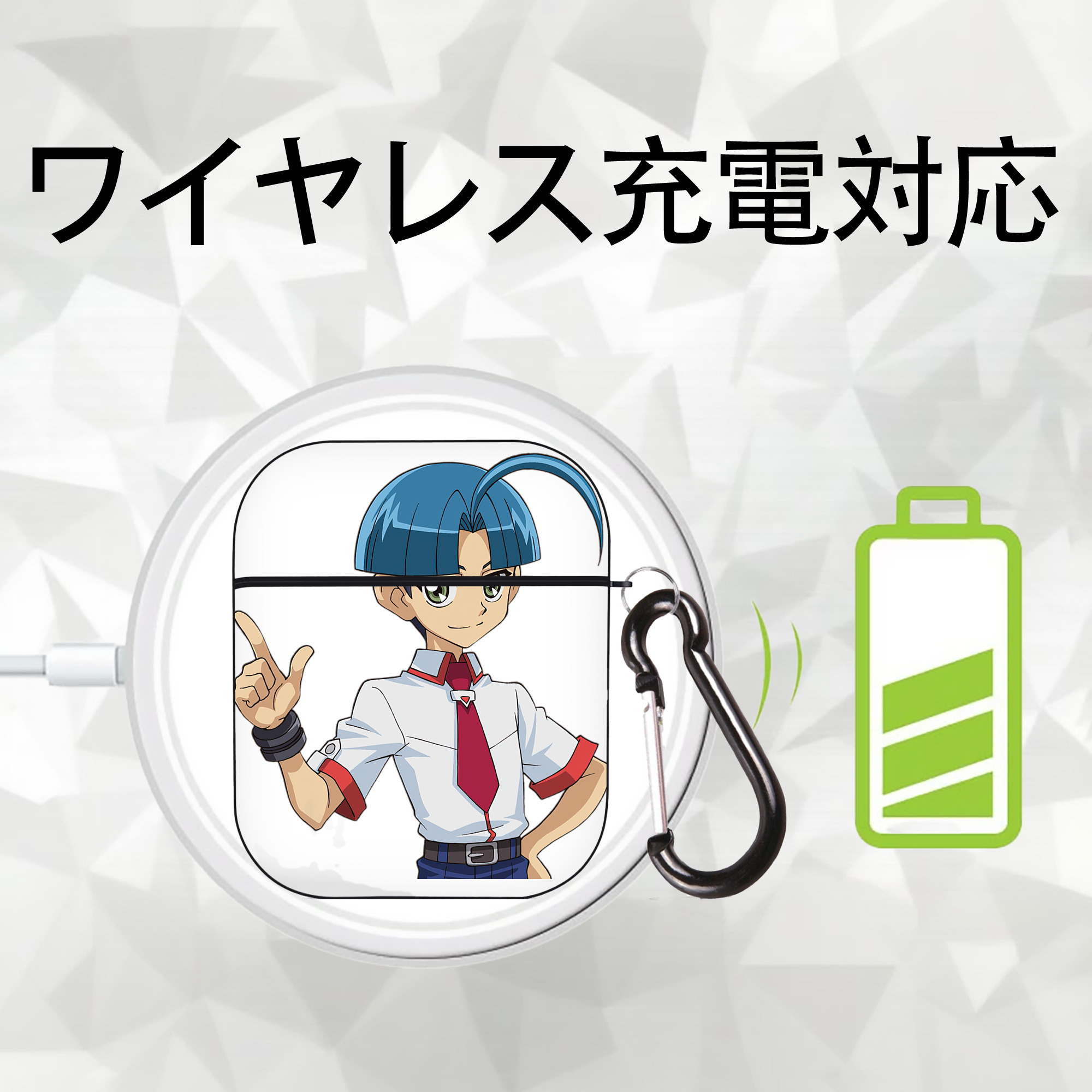 遊☆戯☆王 Yu-Gi-Oh! AirPods 第2世代保護ケース ハードシェル ブラック 耐衝撃・防指紋・カラビナ付き