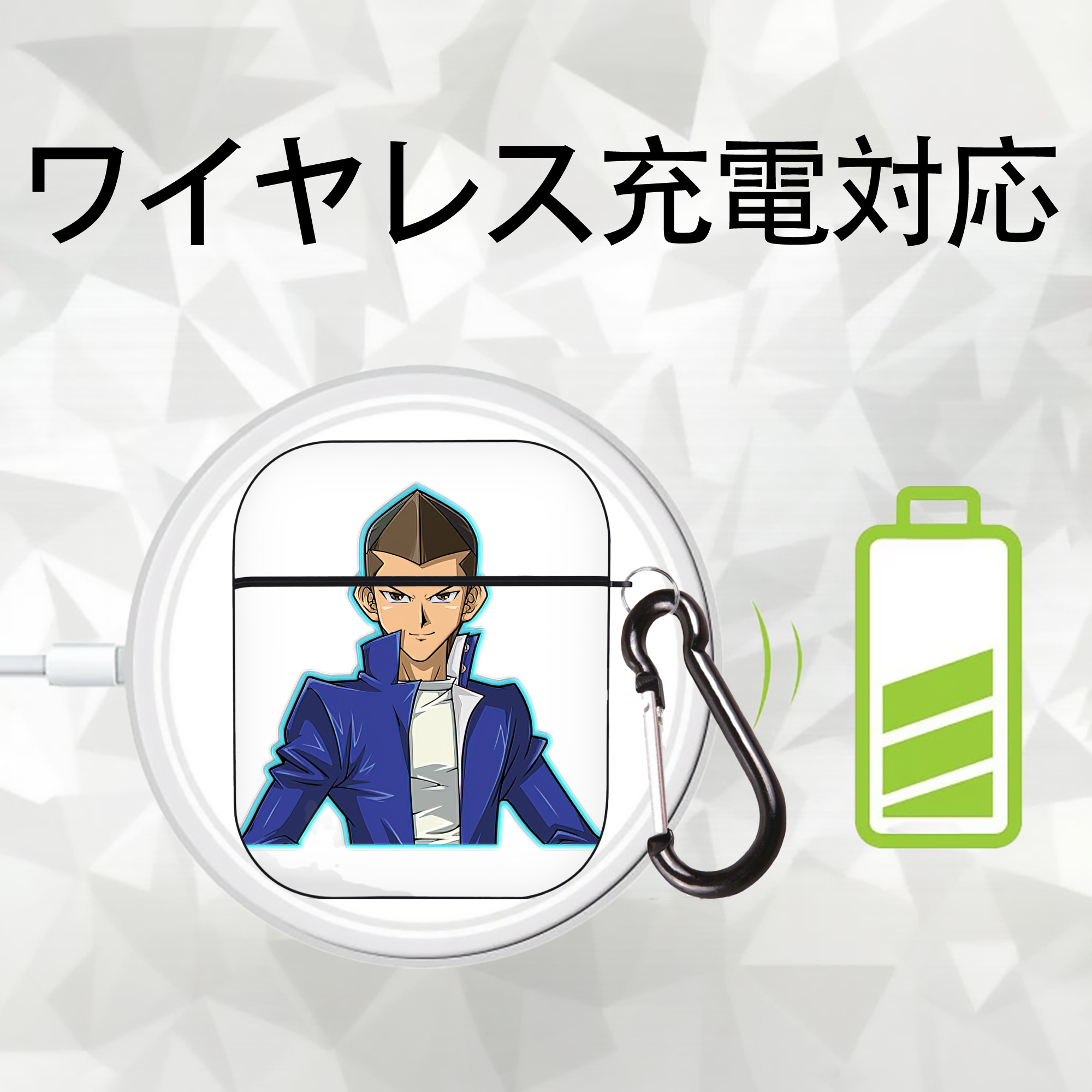 遊☆戯☆王 Yu-Gi-Oh! AirPods 第2世代保護ケース ハードシェル ブラック 耐衝撃・防指紋・カラビナ付き