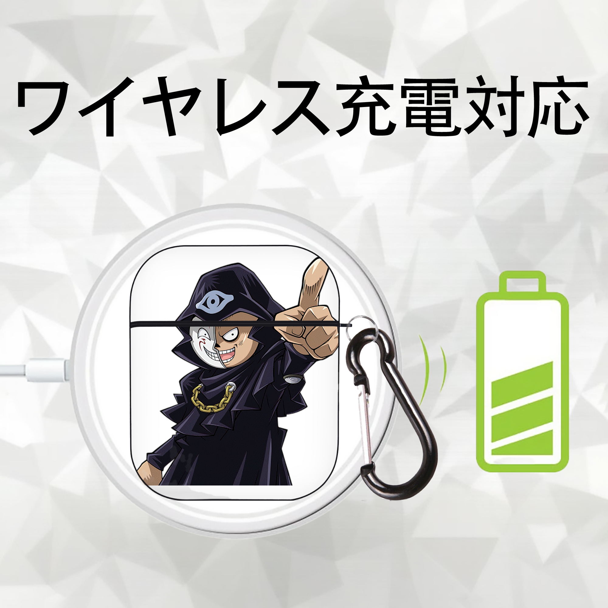 遊☆戯☆王 Yu-Gi-Oh! AirPods 第2世代保護ケース ハードシェル ブラック 耐衝撃・防指紋・カラビナ付き