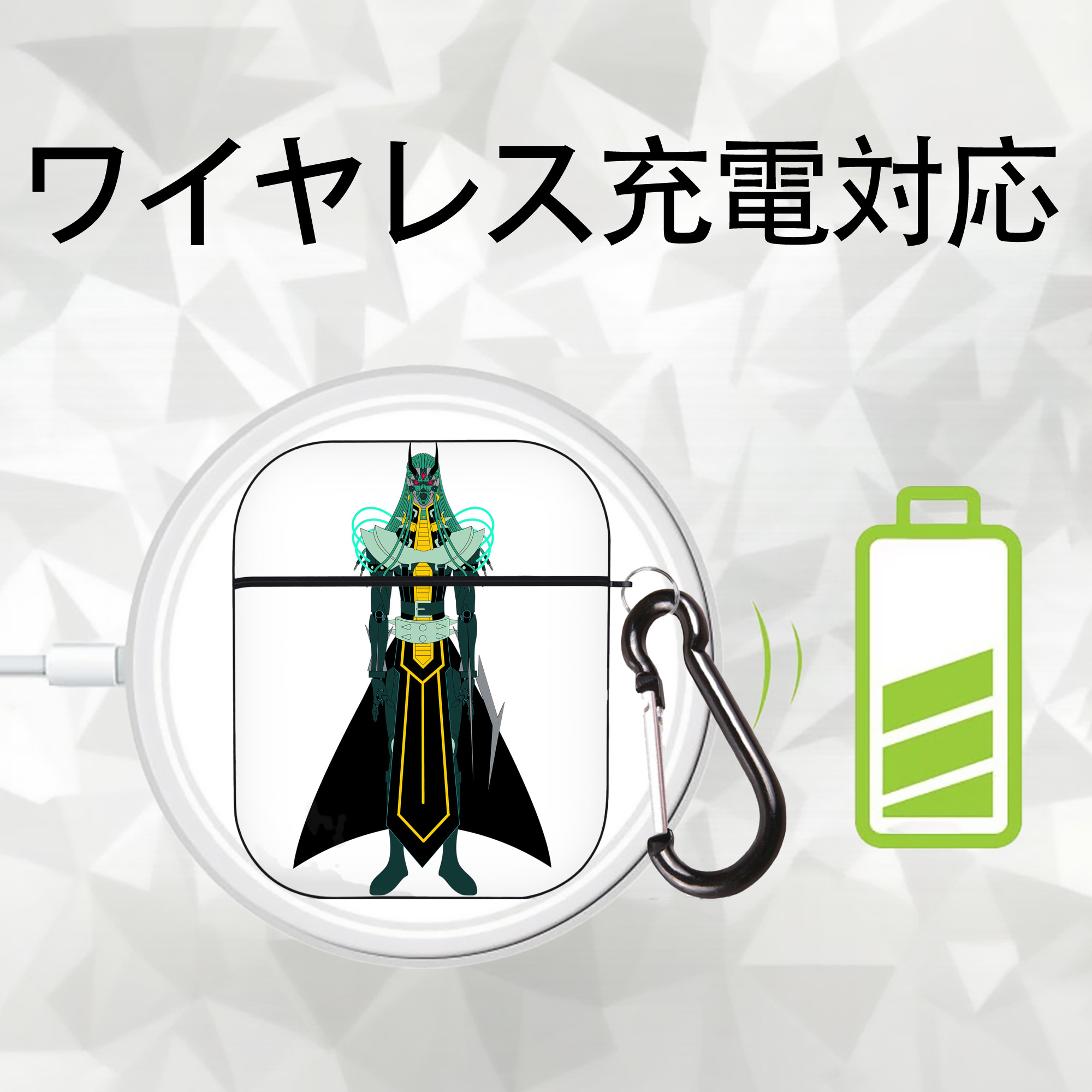遊☆戯☆王 Yu-Gi-Oh! AirPods 第2世代保護ケース ハードシェル ブラック 耐衝撃・防指紋・カラビナ付き