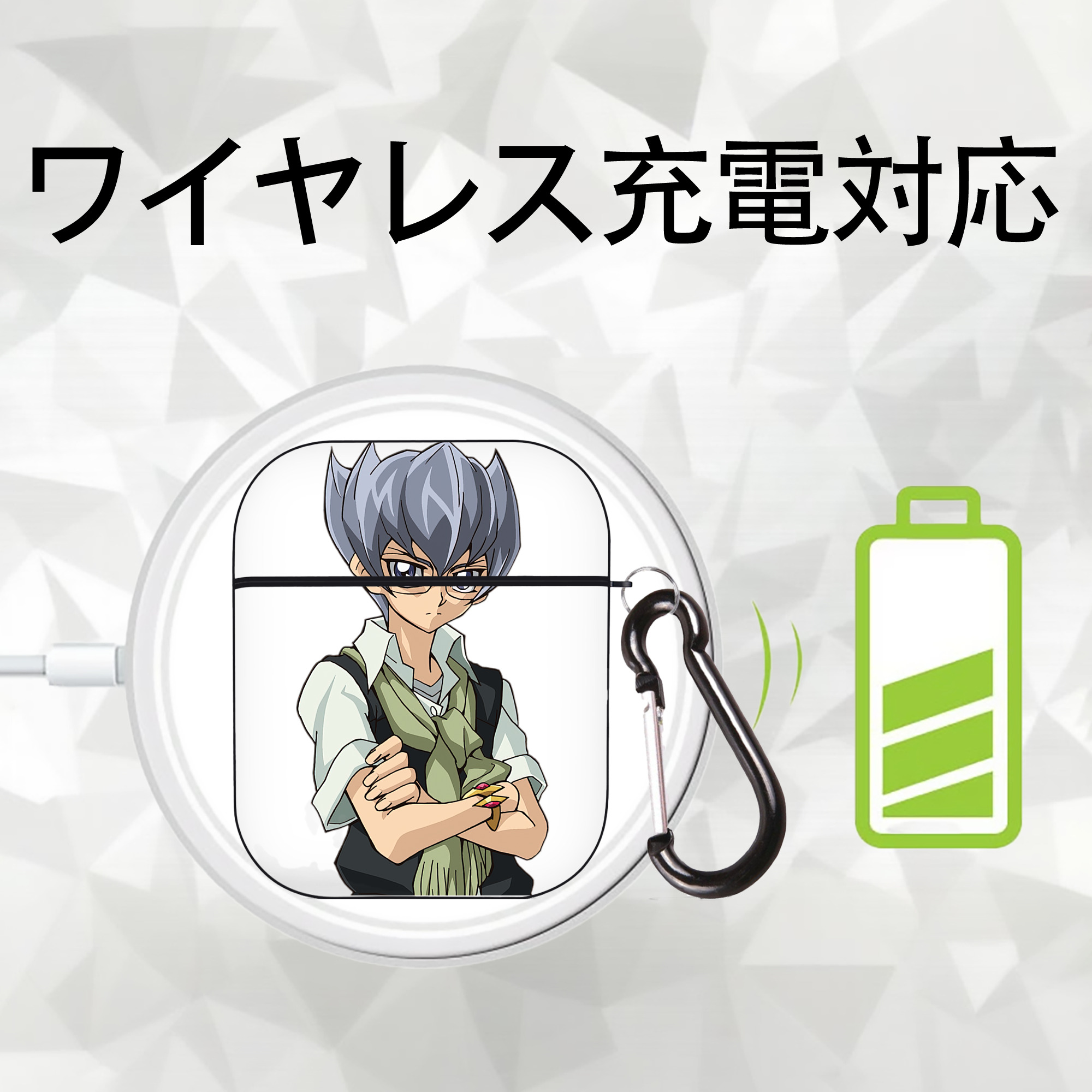 遊☆戯☆王 Yu-Gi-Oh! AirPods 第2世代保護ケース ハードシェル ブラック 耐衝撃・防指紋・カラビナ付き