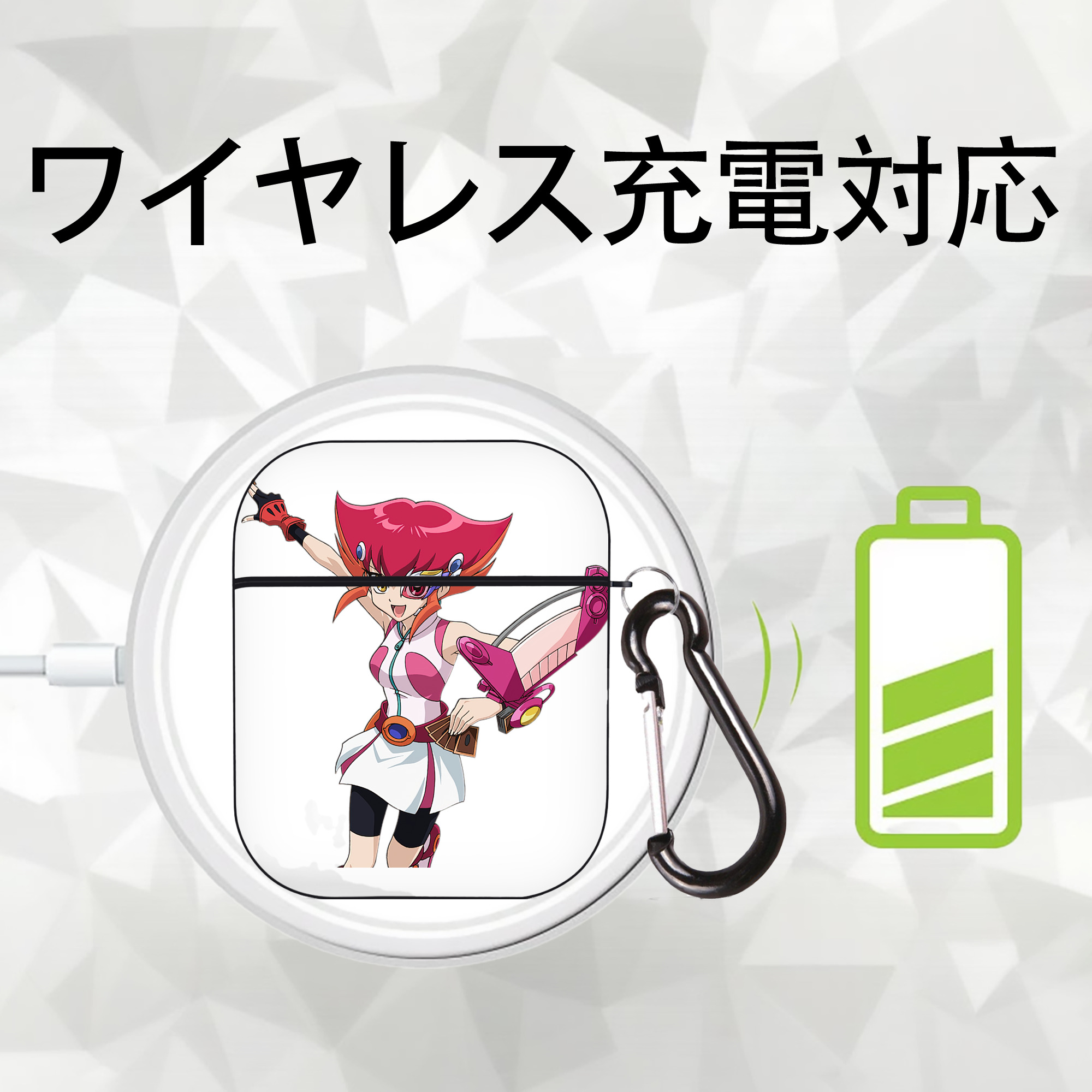 遊☆戯☆王 Yu-Gi-Oh! AirPods 第2世代保護ケース ハードシェル ブラック 耐衝撃・防指紋・カラビナ付き