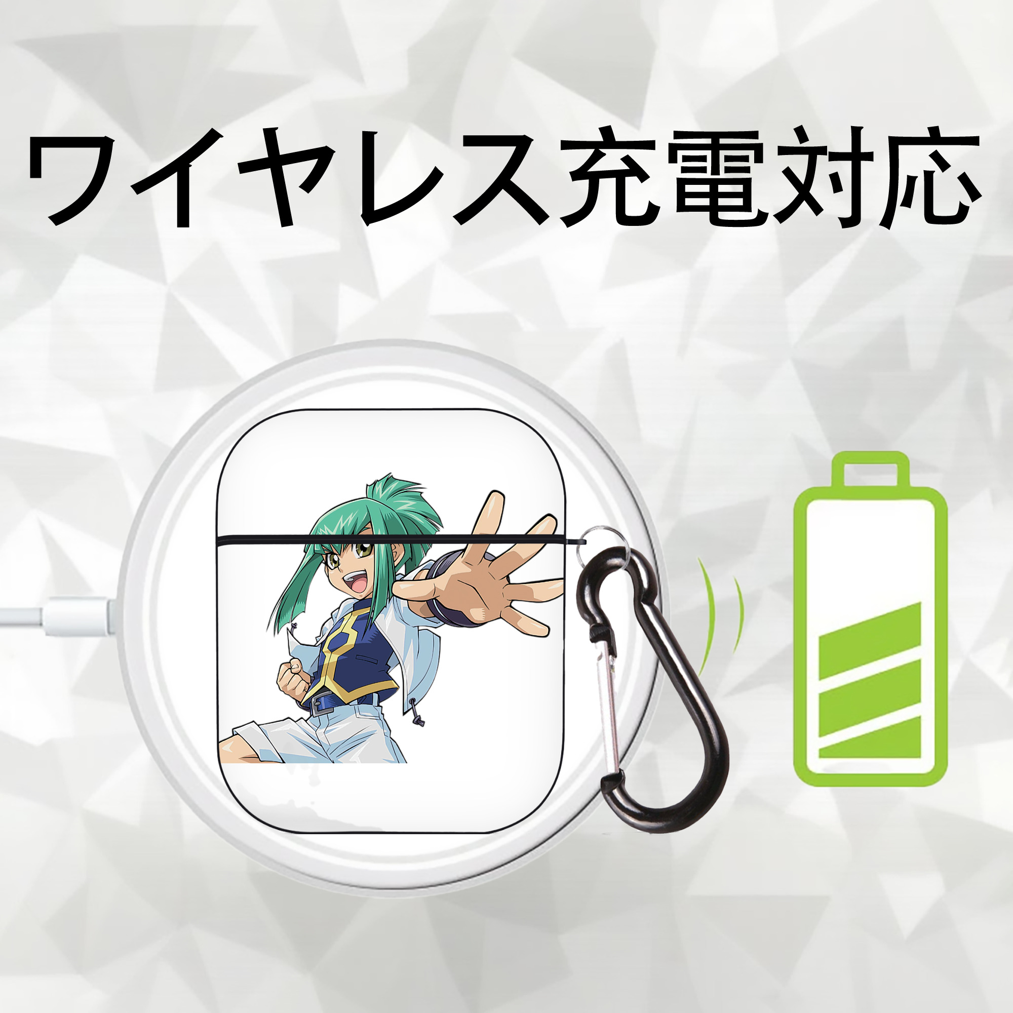 遊☆戯☆王 Yu-Gi-Oh! AirPods 第2世代保護ケース ハードシェル ブラック 耐衝撃・防指紋・カラビナ付き