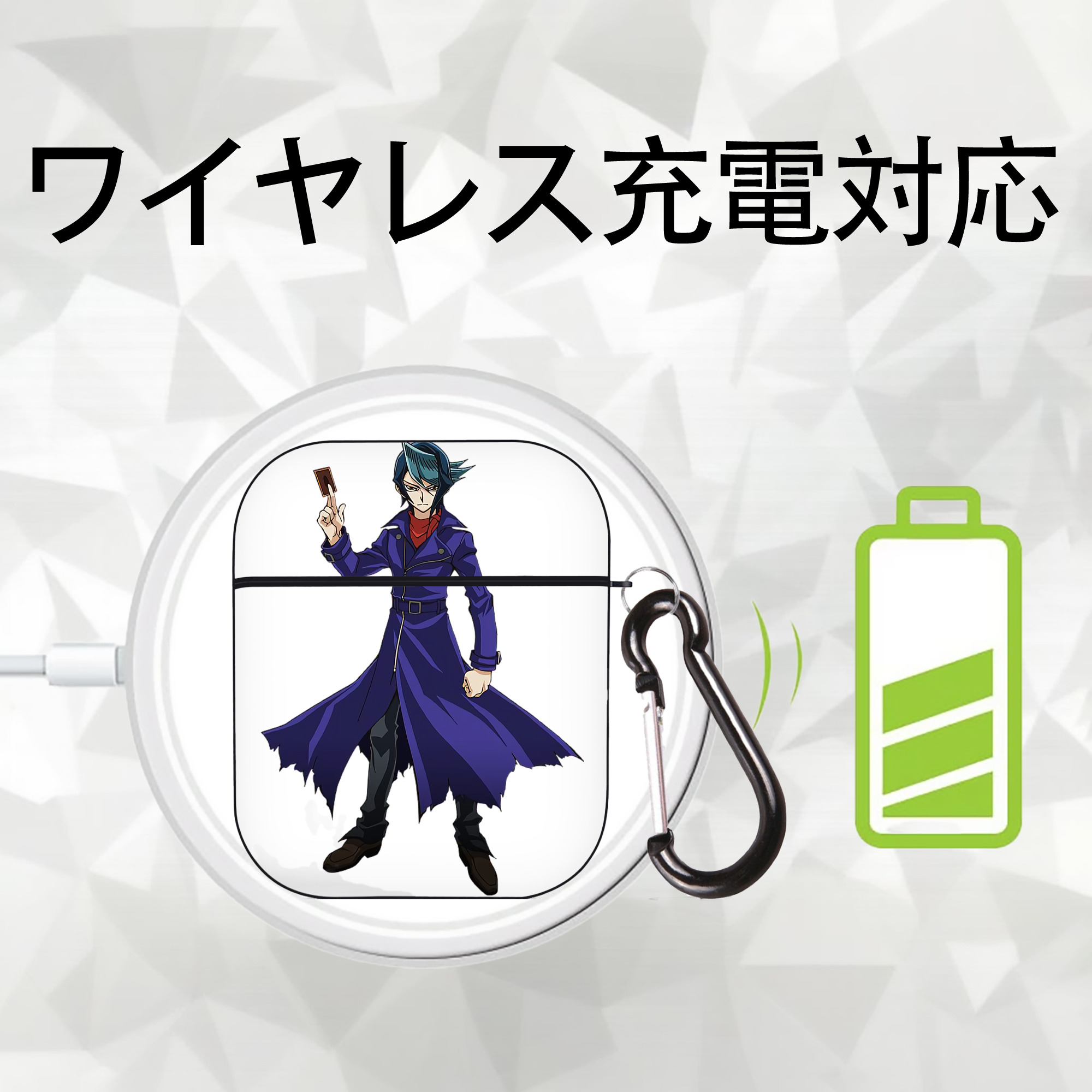 遊☆戯☆王 Yu-Gi-Oh! AirPods 第2世代保護ケース ハードシェル ブラック 耐衝撃・防指紋・カラビナ付き