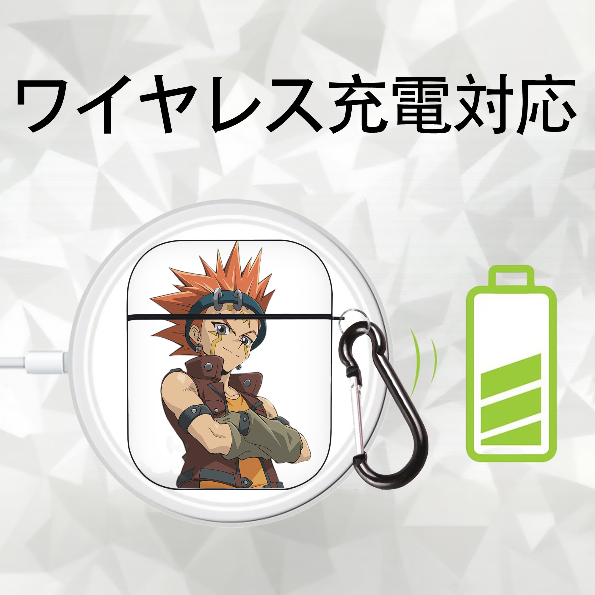 遊☆戯☆王 Yu-Gi-Oh! AirPods 第2世代保護ケース ハードシェル ブラック 耐衝撃・防指紋・カラビナ付き
