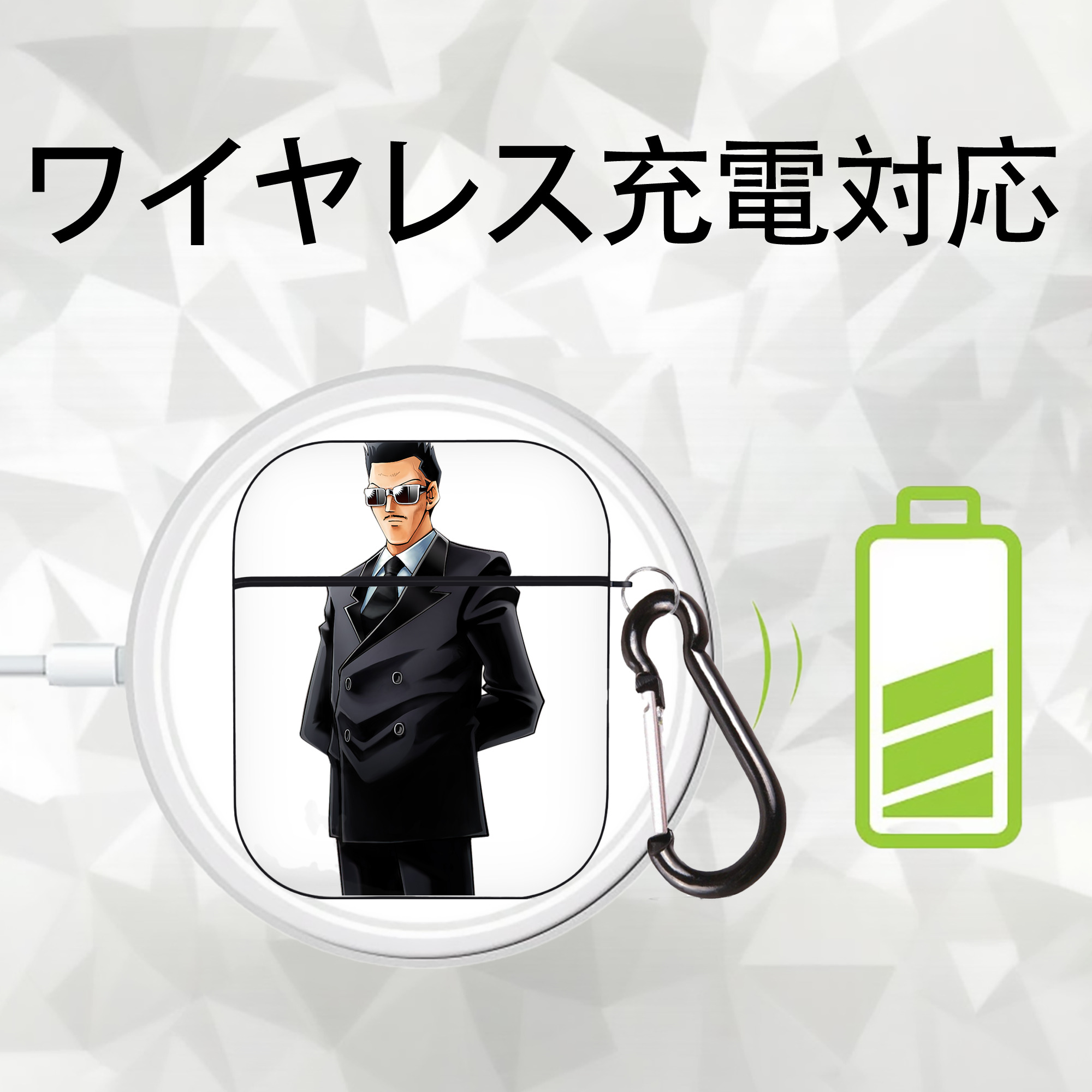 遊☆戯☆王 Yu-Gi-Oh! AirPods 第2世代保護ケース ハードシェル ブラック 耐衝撃・防指紋・カラビナ付き