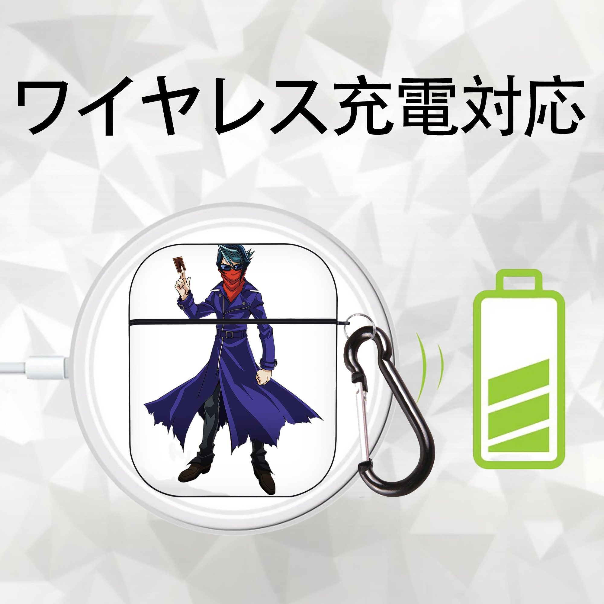 遊☆戯☆王 Yu-Gi-Oh! AirPods 第2世代保護ケース ハードシェル ブラック 耐衝撃・防指紋・カラビナ付き