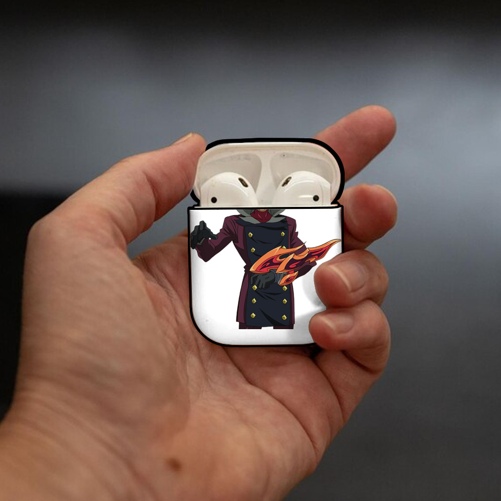 遊☆戯☆王 Yu-Gi-Oh! AirPods 第2世代保護ケース ハードシェル ブラック 耐衝撃・防指紋・カラビナ付き