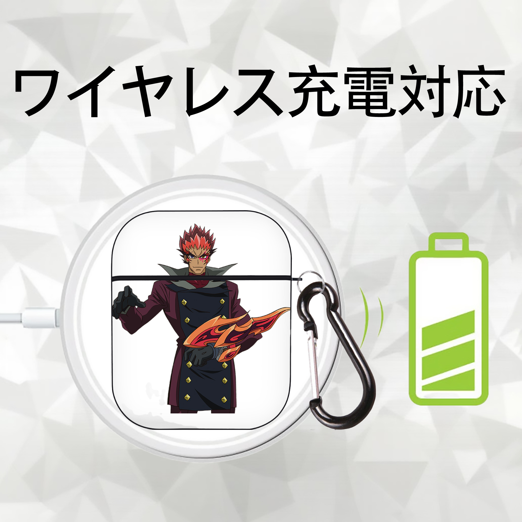 遊☆戯☆王 Yu-Gi-Oh! AirPods 第2世代保護ケース ハードシェル ブラック 耐衝撃・防指紋・カラビナ付き