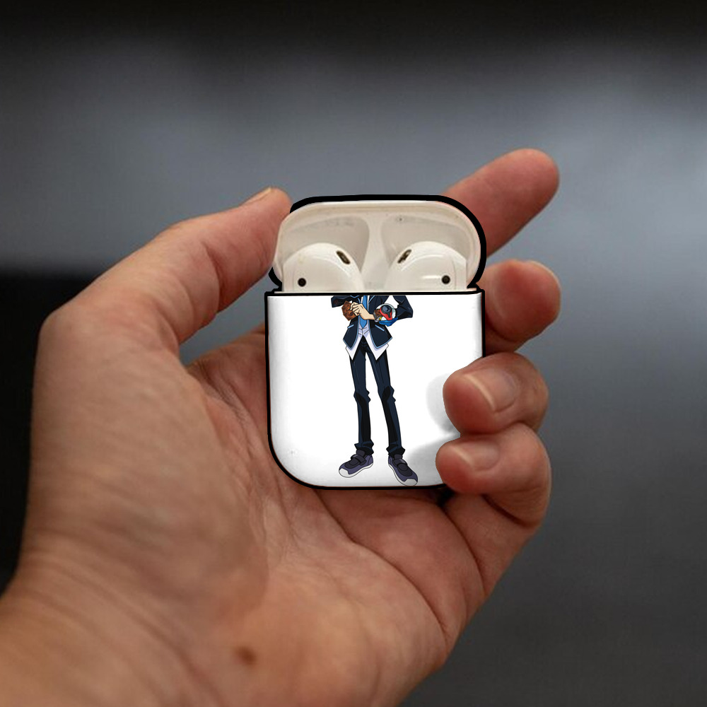 遊☆戯☆王 Yu-Gi-Oh! AirPods 第2世代保護ケース ハードシェル ブラック 耐衝撃・防指紋・カラビナ付き