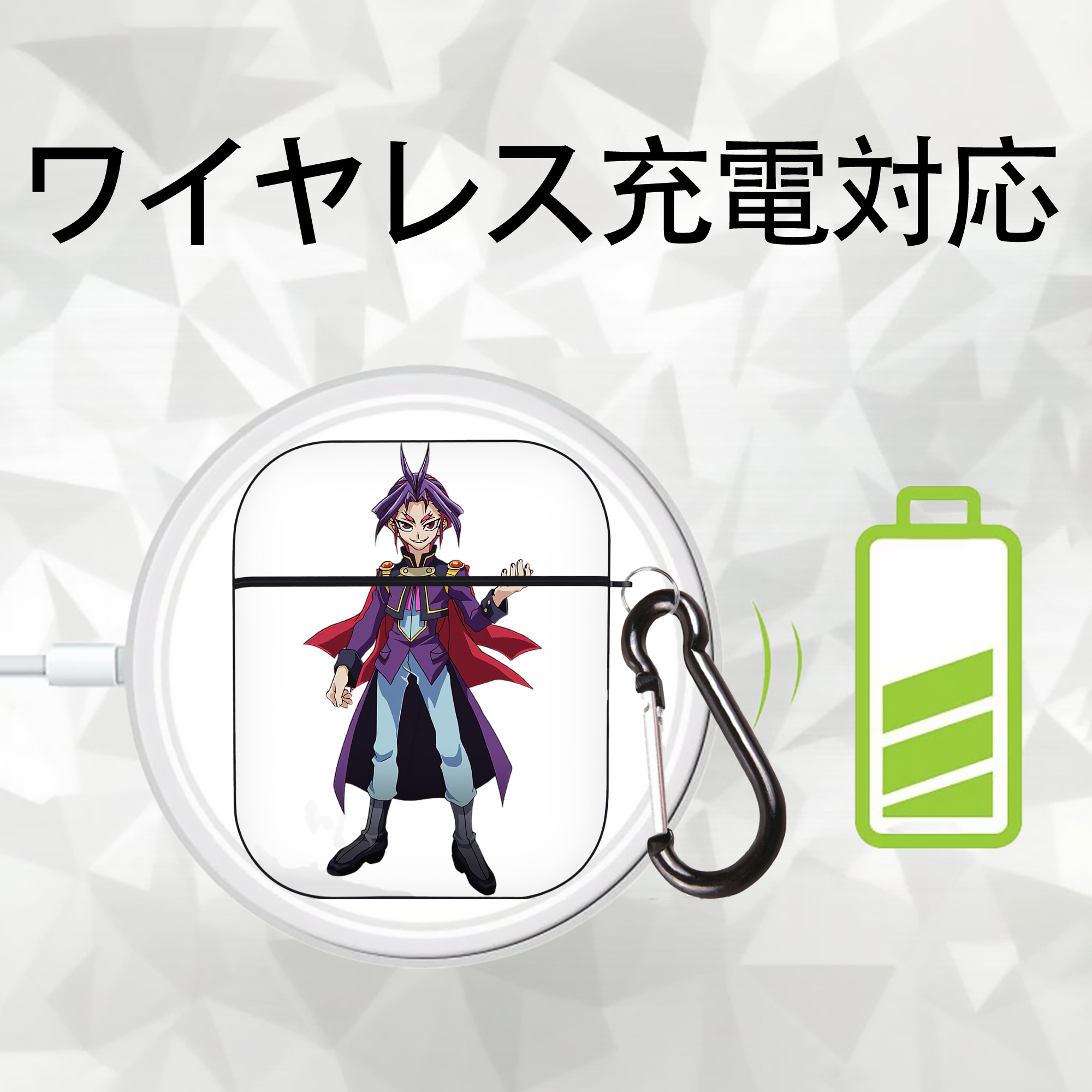 遊☆戯☆王 Yu-Gi-Oh! AirPods 第2世代保護ケース ハードシェル ブラック 耐衝撃・防指紋・カラビナ付き