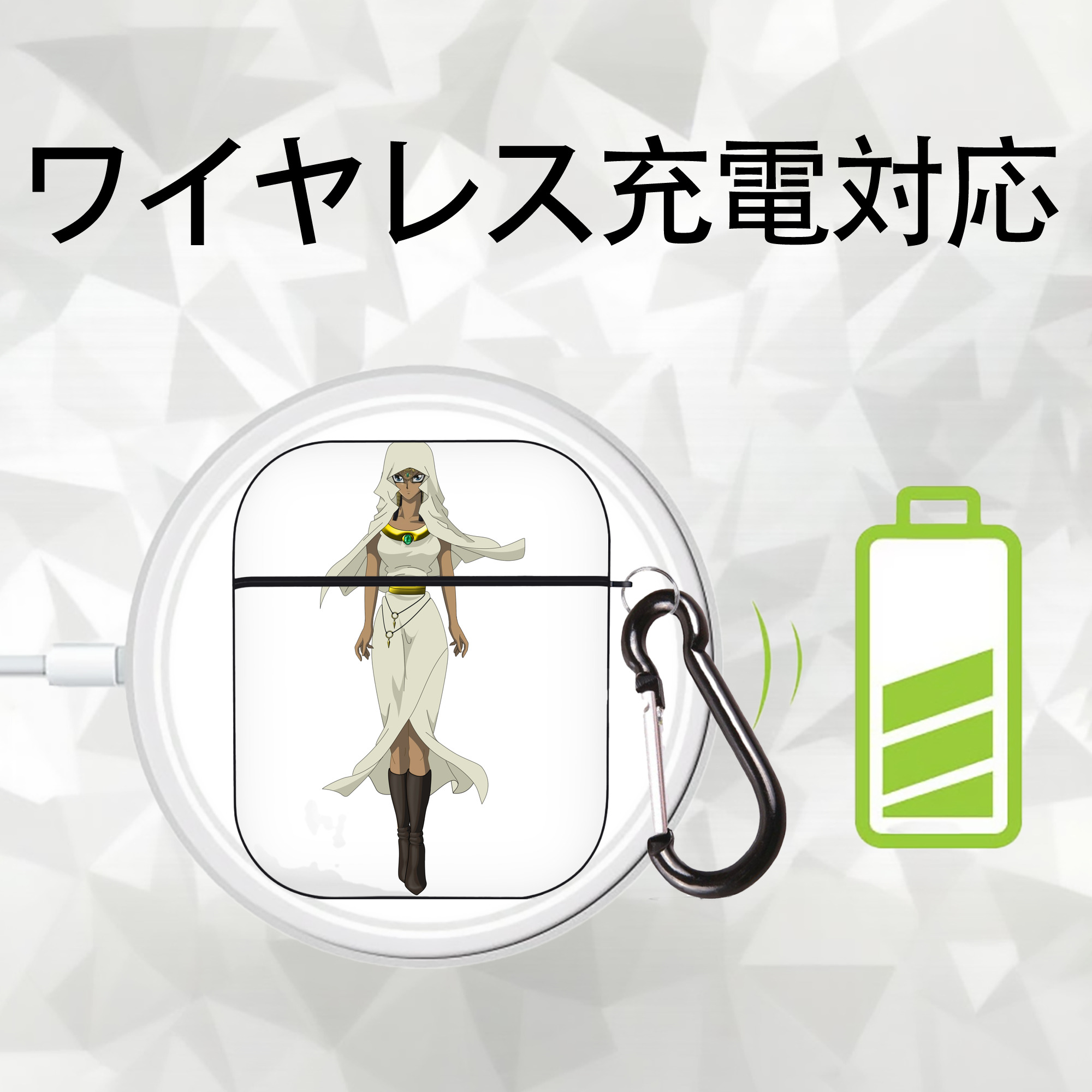遊☆戯☆王 Yu-Gi-Oh! AirPods 第2世代保護ケース ハードシェル ブラック 耐衝撃・防指紋・カラビナ付き