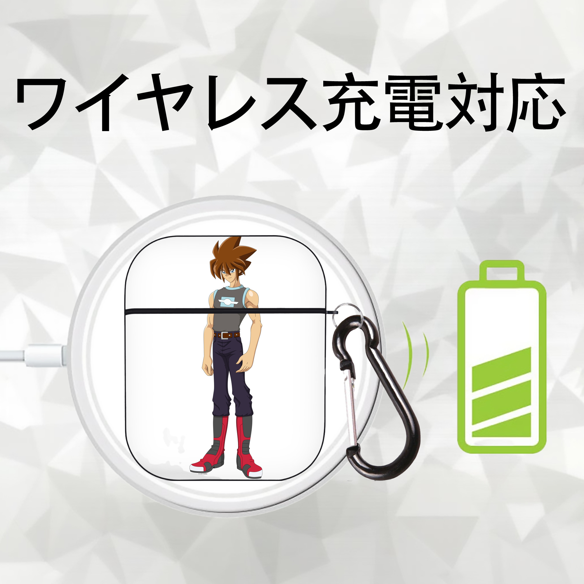 遊☆戯☆王 Yu-Gi-Oh! AirPods 第2世代保護ケース ハードシェル ブラック 耐衝撃・防指紋・カラビナ付き