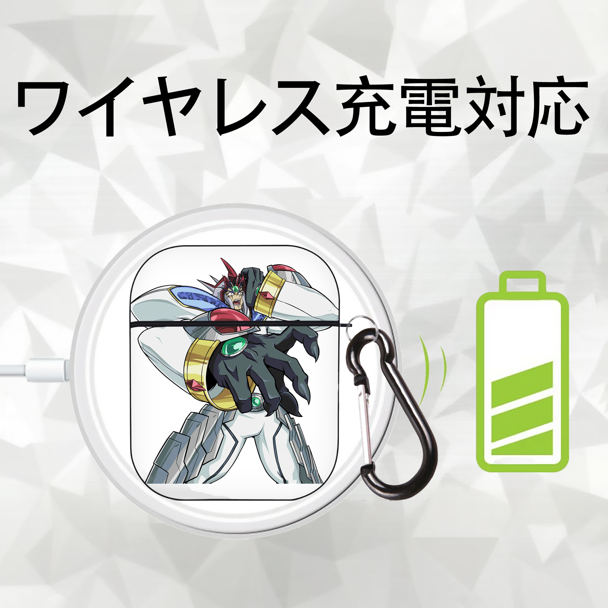 遊☆戯☆王 Yu-Gi-Oh! AirPods 第2世代保護ケース ハードシェル ブラック 耐衝撃・防指紋・カラビナ付き