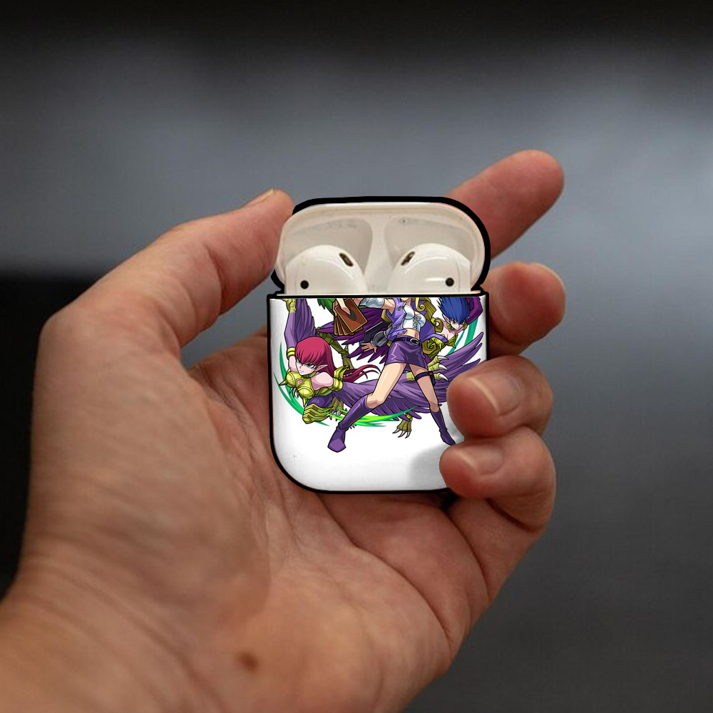 遊☆戯☆王 Yu-Gi-Oh! AirPods 第2世代保護ケース ハードシェル ブラック 耐衝撃・防指紋・カラビナ付き