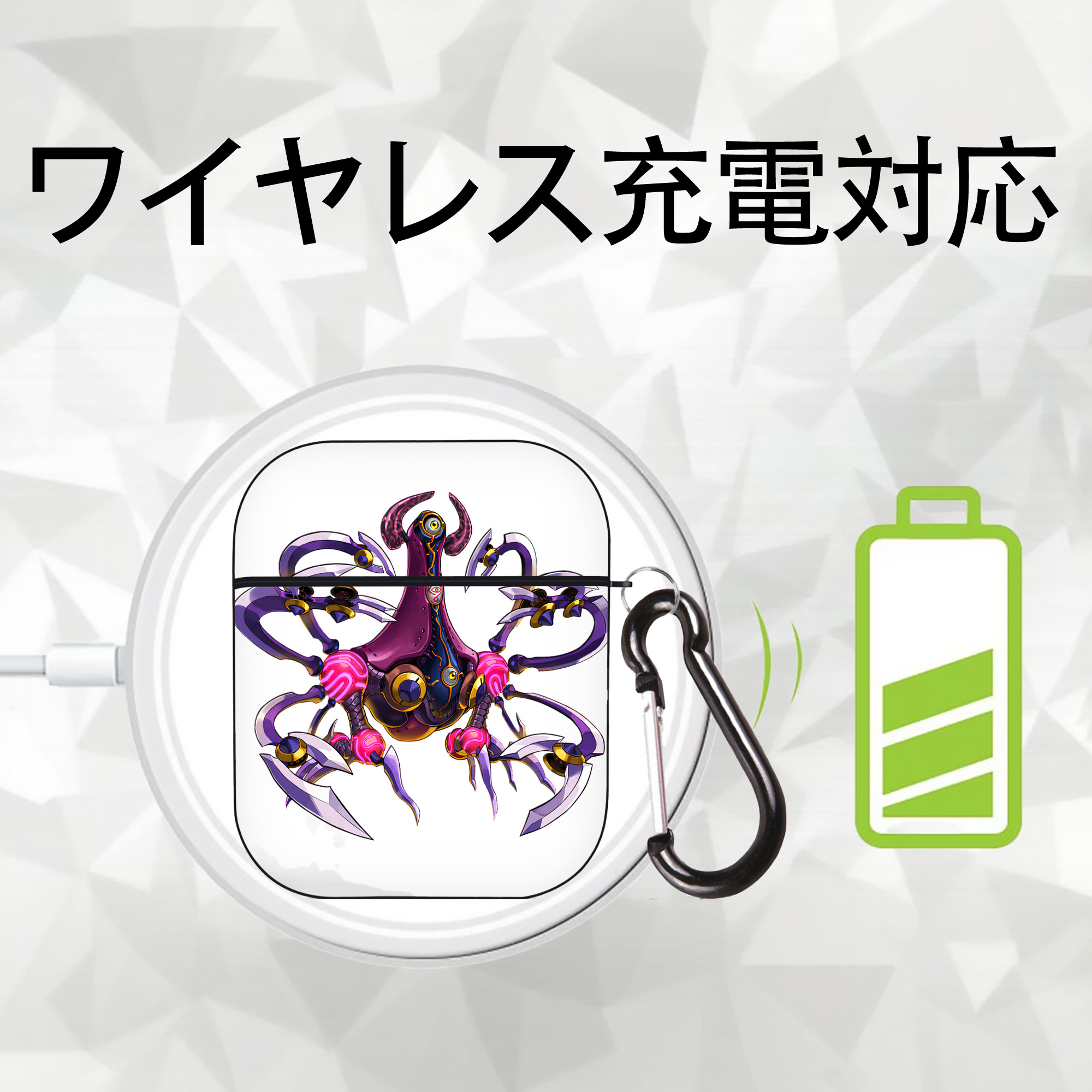 遊☆戯☆王 Yu-Gi-Oh! AirPods 第2世代保護ケース ハードシェル ブラック 耐衝撃・防指紋・カラビナ付き