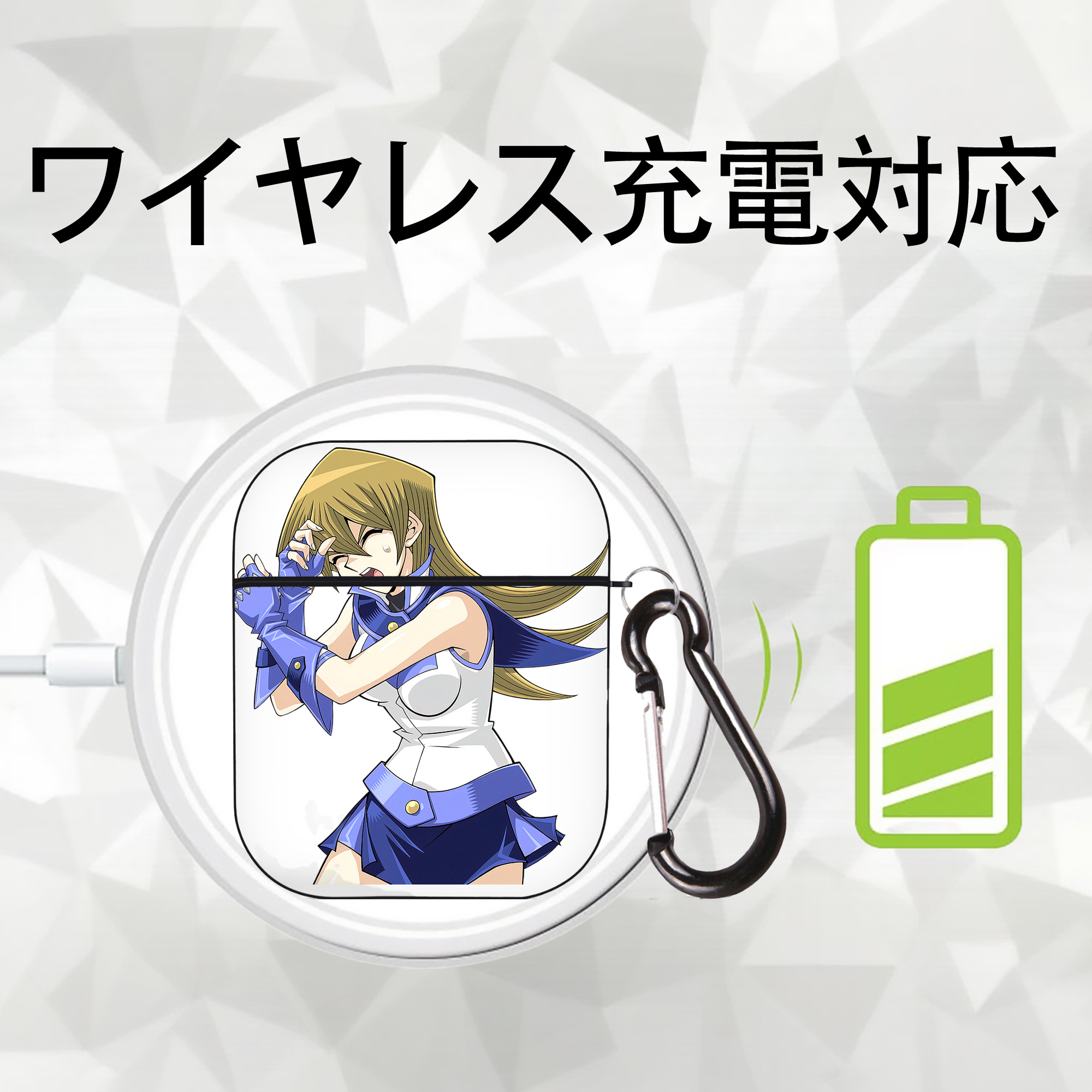 遊☆戯☆王 Yu-Gi-Oh! AirPods 第2世代保護ケース ハードシェル ブラック 耐衝撃・防指紋・カラビナ付き